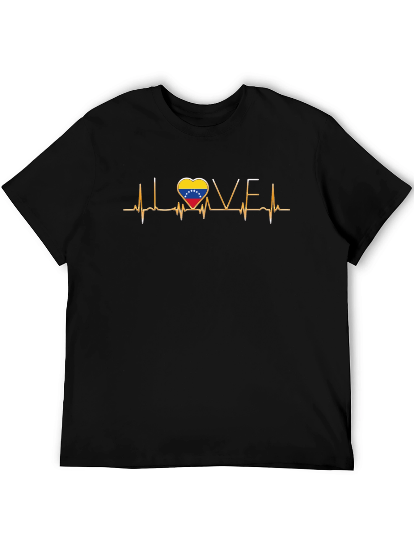 Love Venezuela Heartbeat Graphic Black T-Shirt