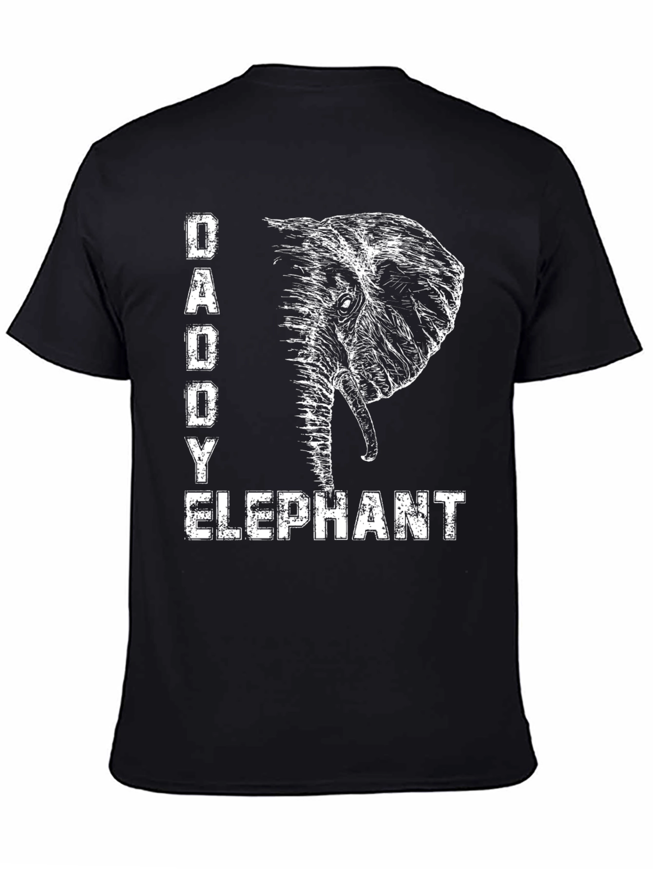 Daddy Elephant Graphic Tee - Black Cotton T-Shirt