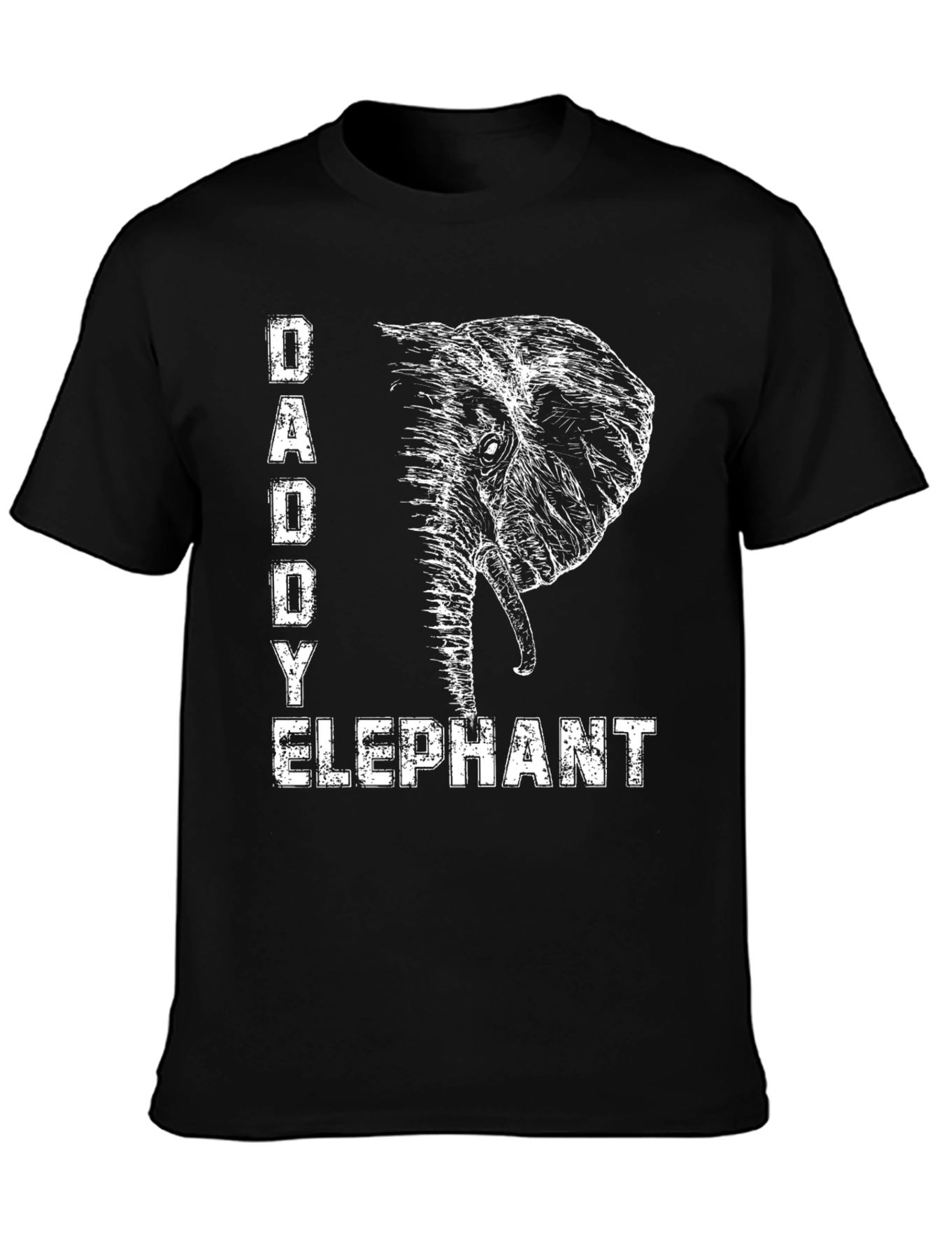 Daddy Elephant Graphic Tee - Black Cotton T-Shirt