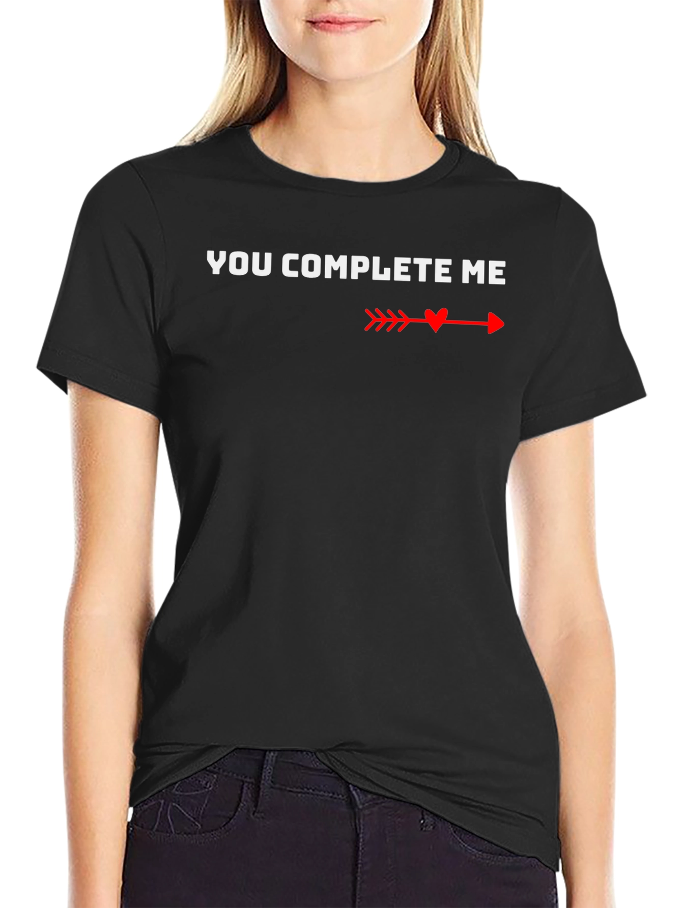You Complete Me Arrow Heart Graphic Tee - Black