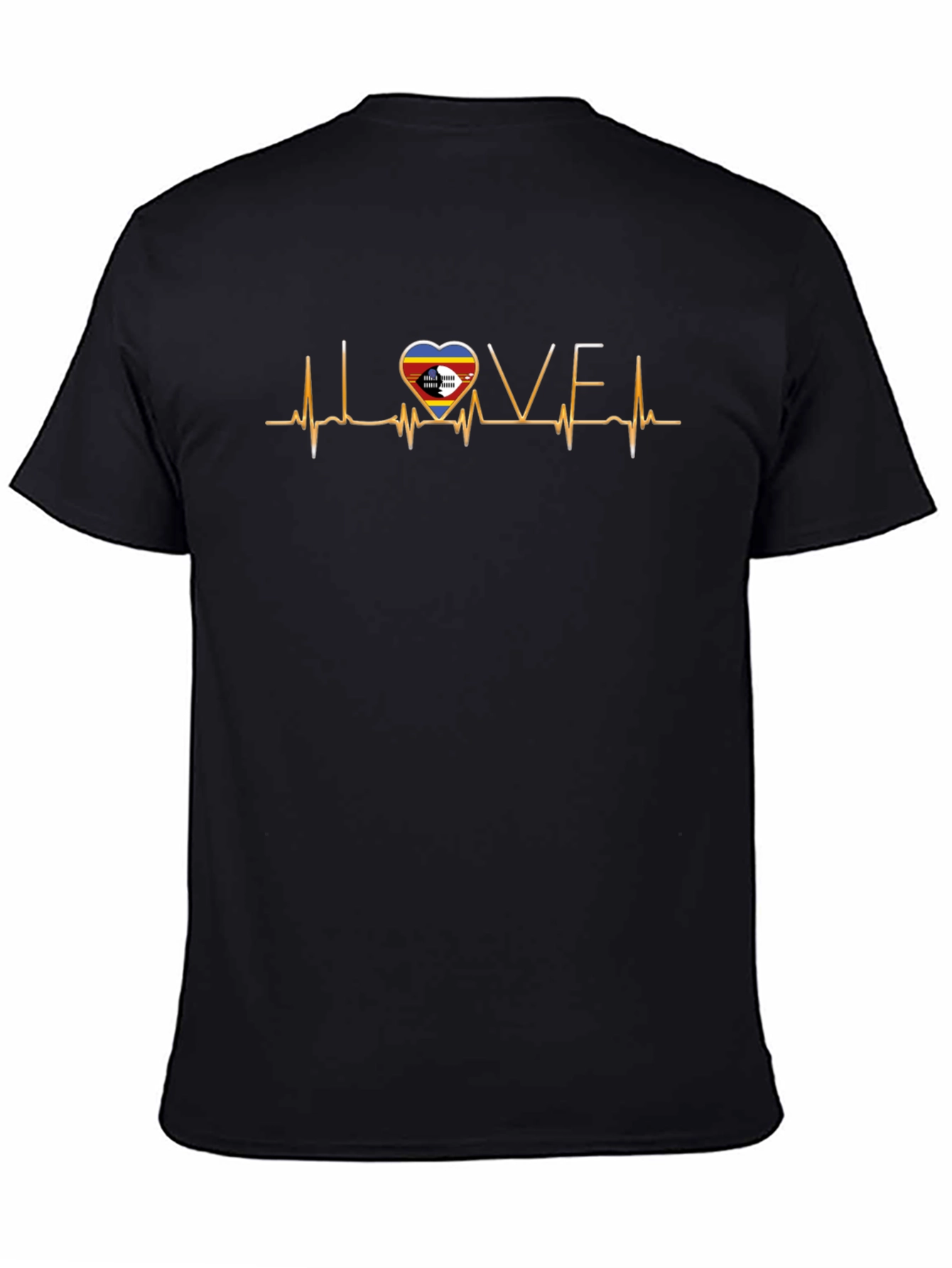 Eswatini Flag Heartbeat T-Shirt Love Kingdom of Eswatini Tee