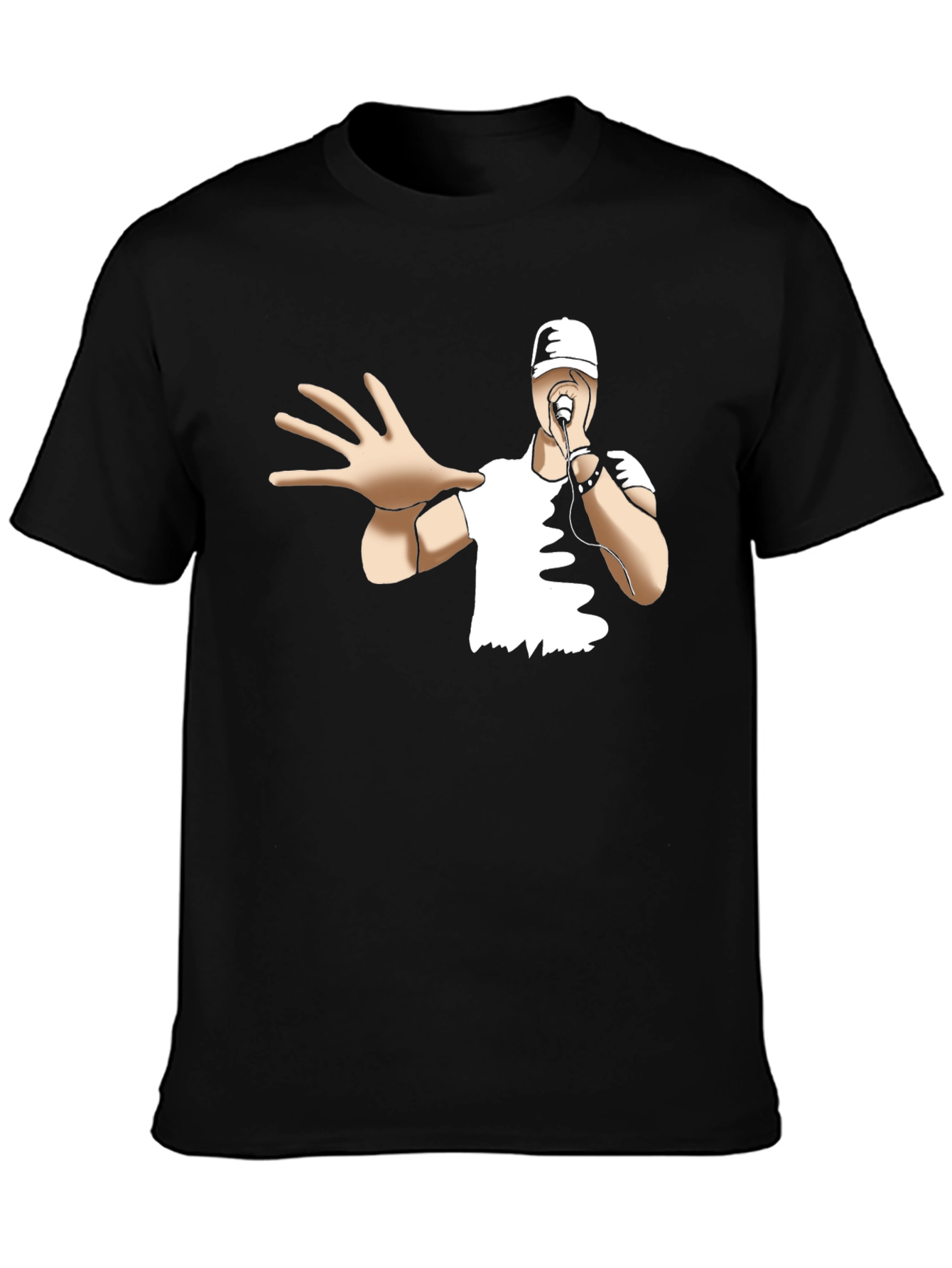 Cool Cartoon Rapper Black T-Shirt