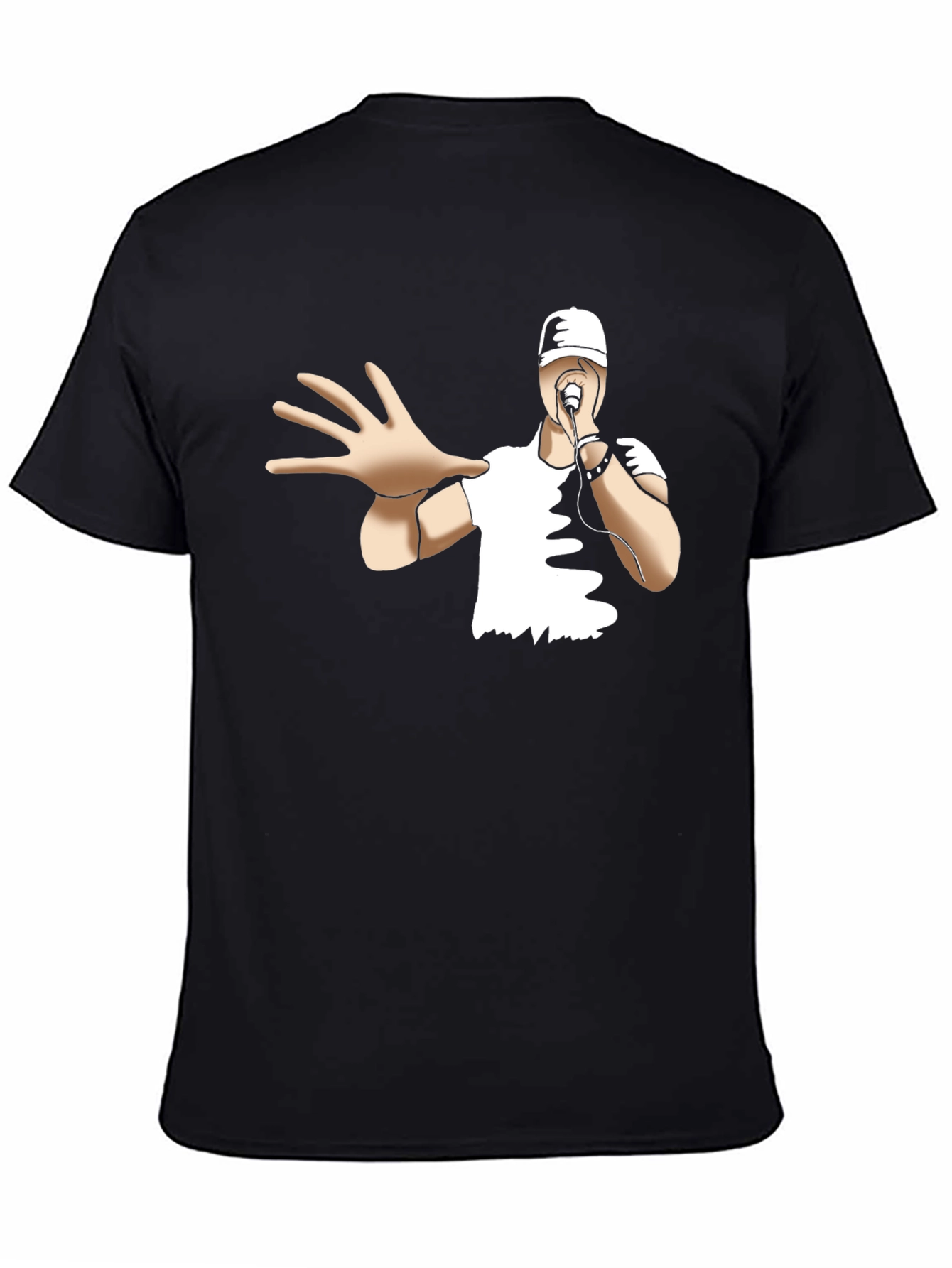 Cool Cartoon Rapper Black T-Shirt