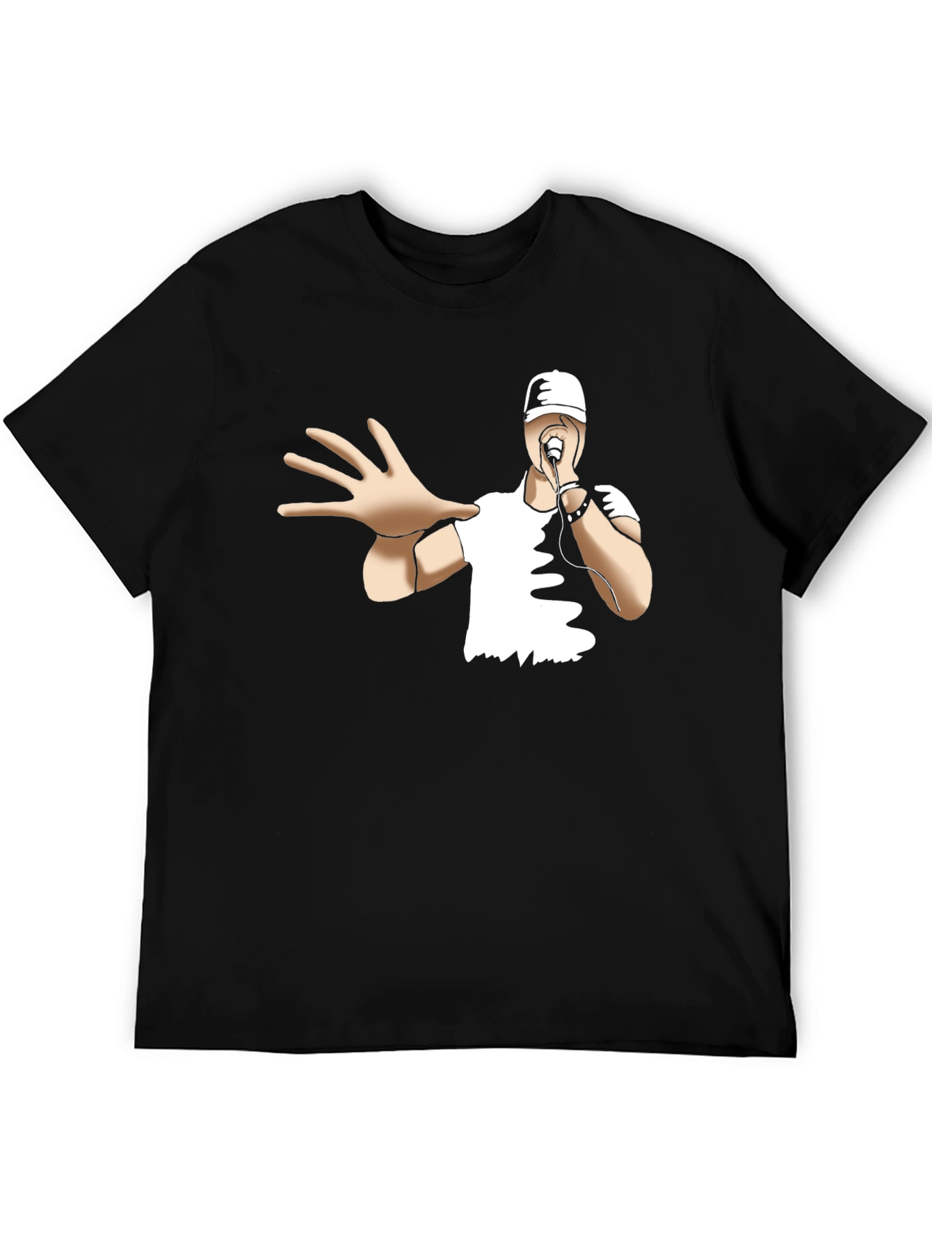 Cool Cartoon Rapper Black T-Shirt