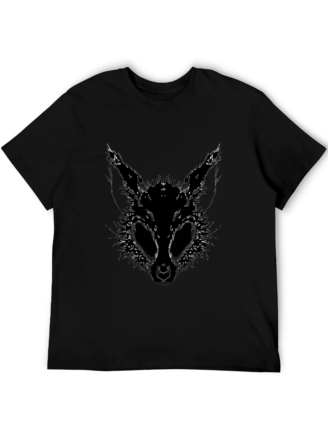 Creepy Rabbit Graphic Tee - Black Cotton Shirt