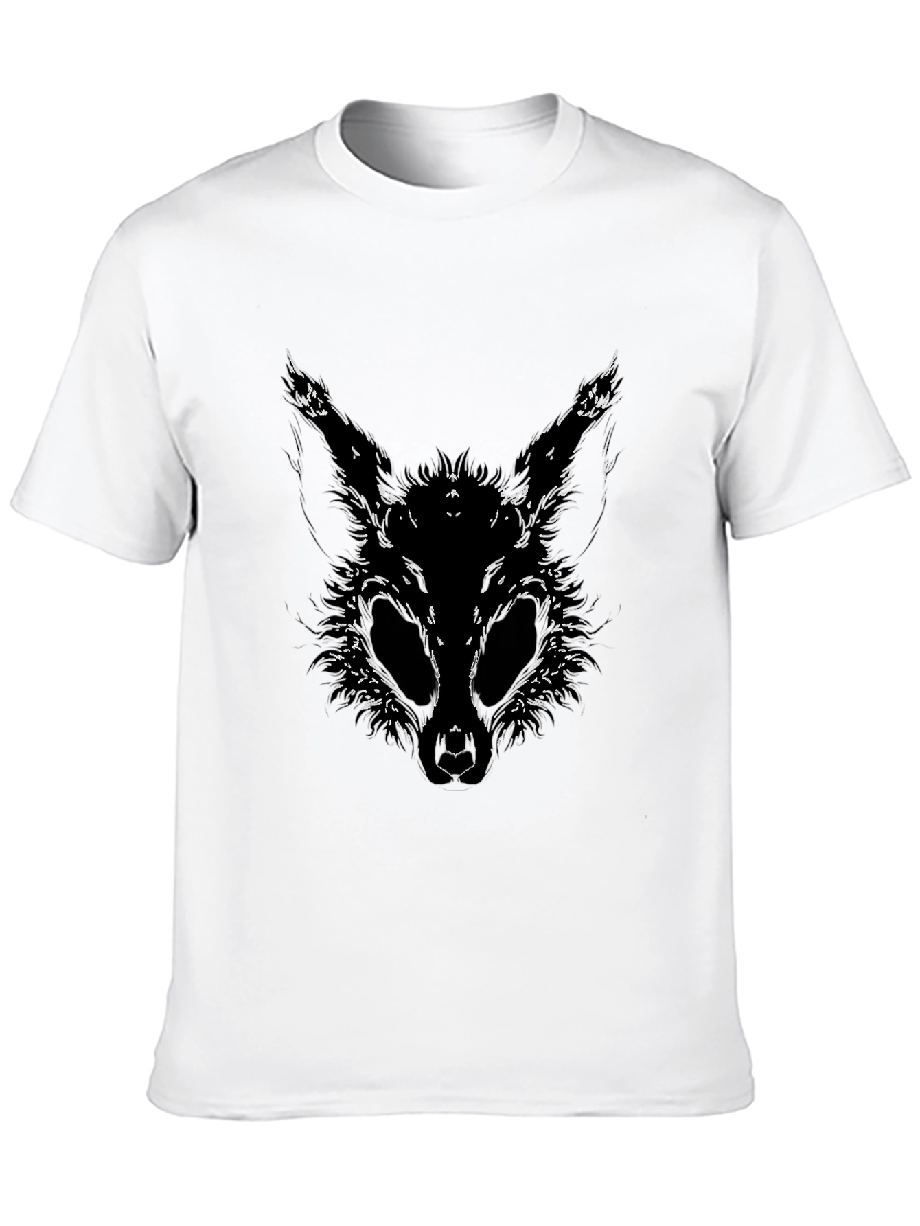 Creepy Rabbit Graphic Tee - Black Cotton Shirt