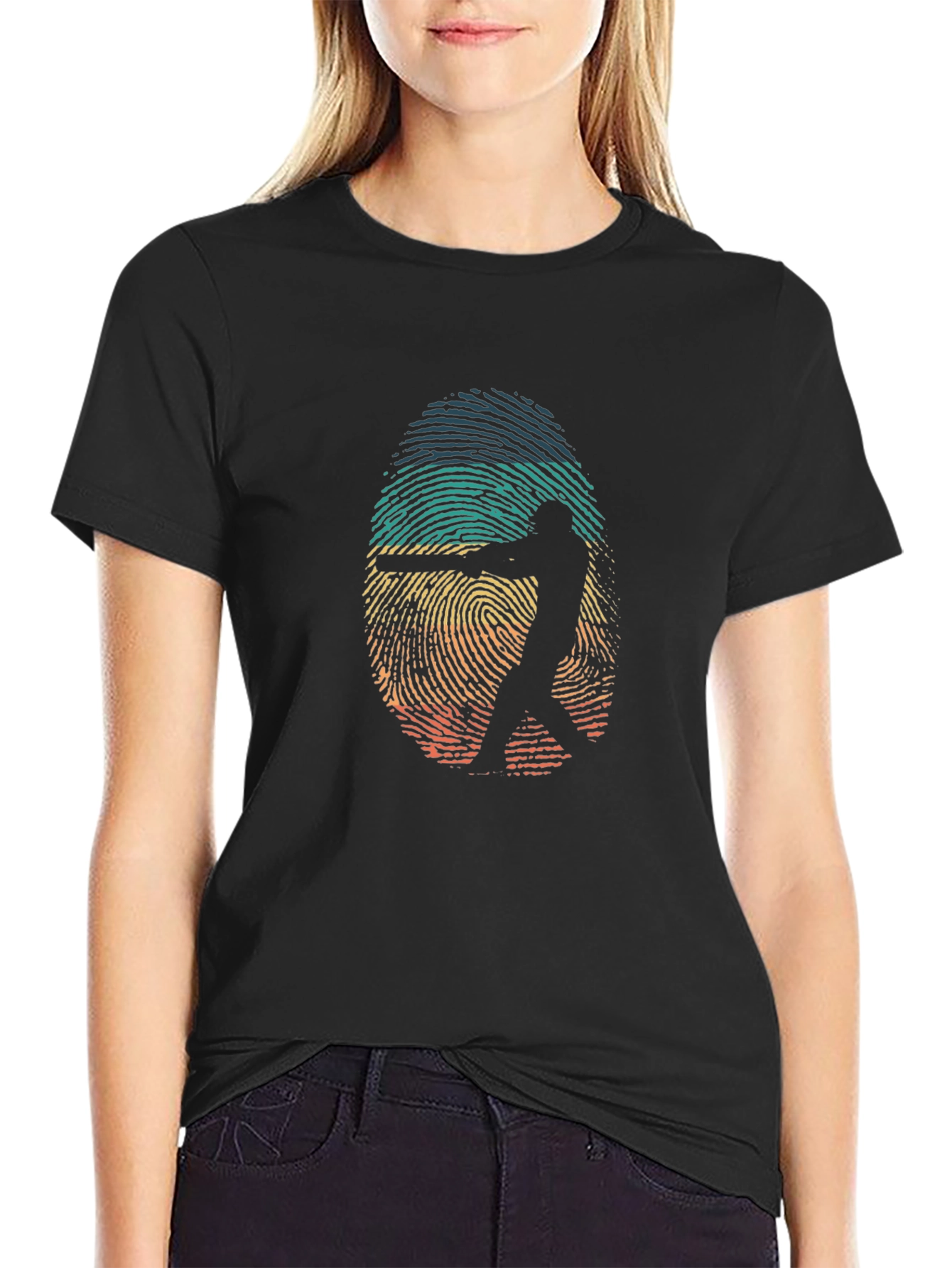 Ringer Fingerprint Gun Silhouette Graphic Tee