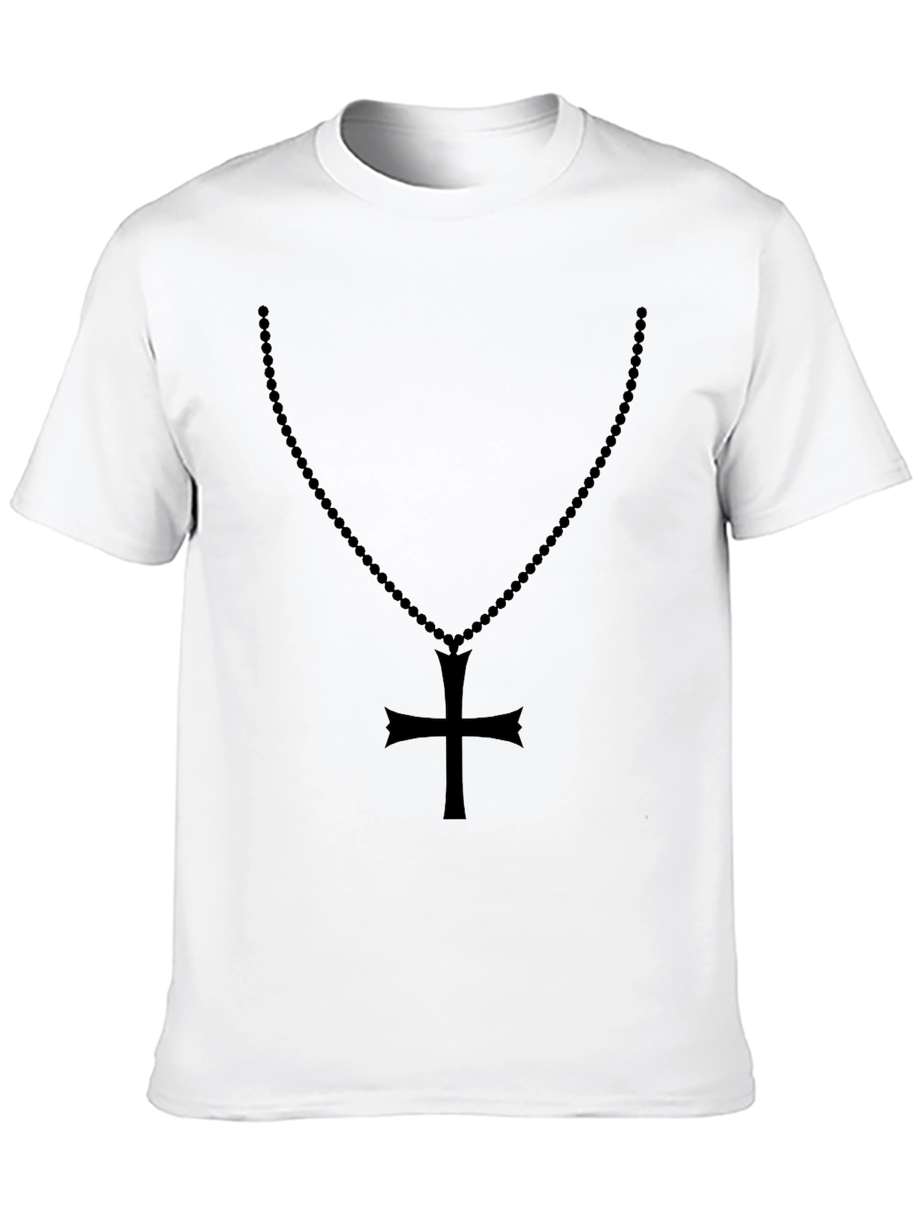 Mens Black Rosary Cross Graphic T-Shirt