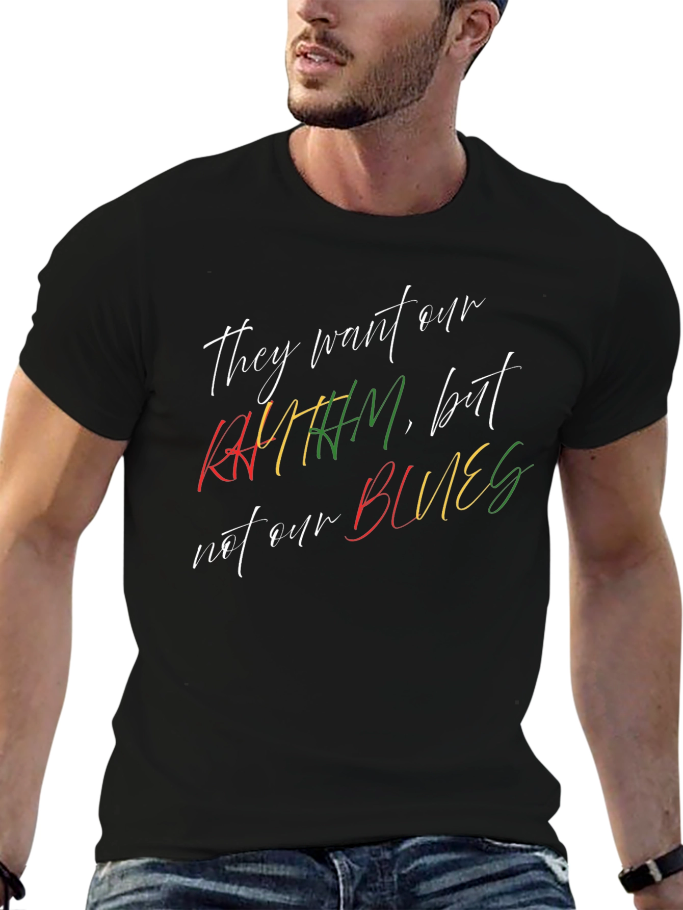 Rhythm & Blues Graphic Tee - Black Cotton T-Shirt