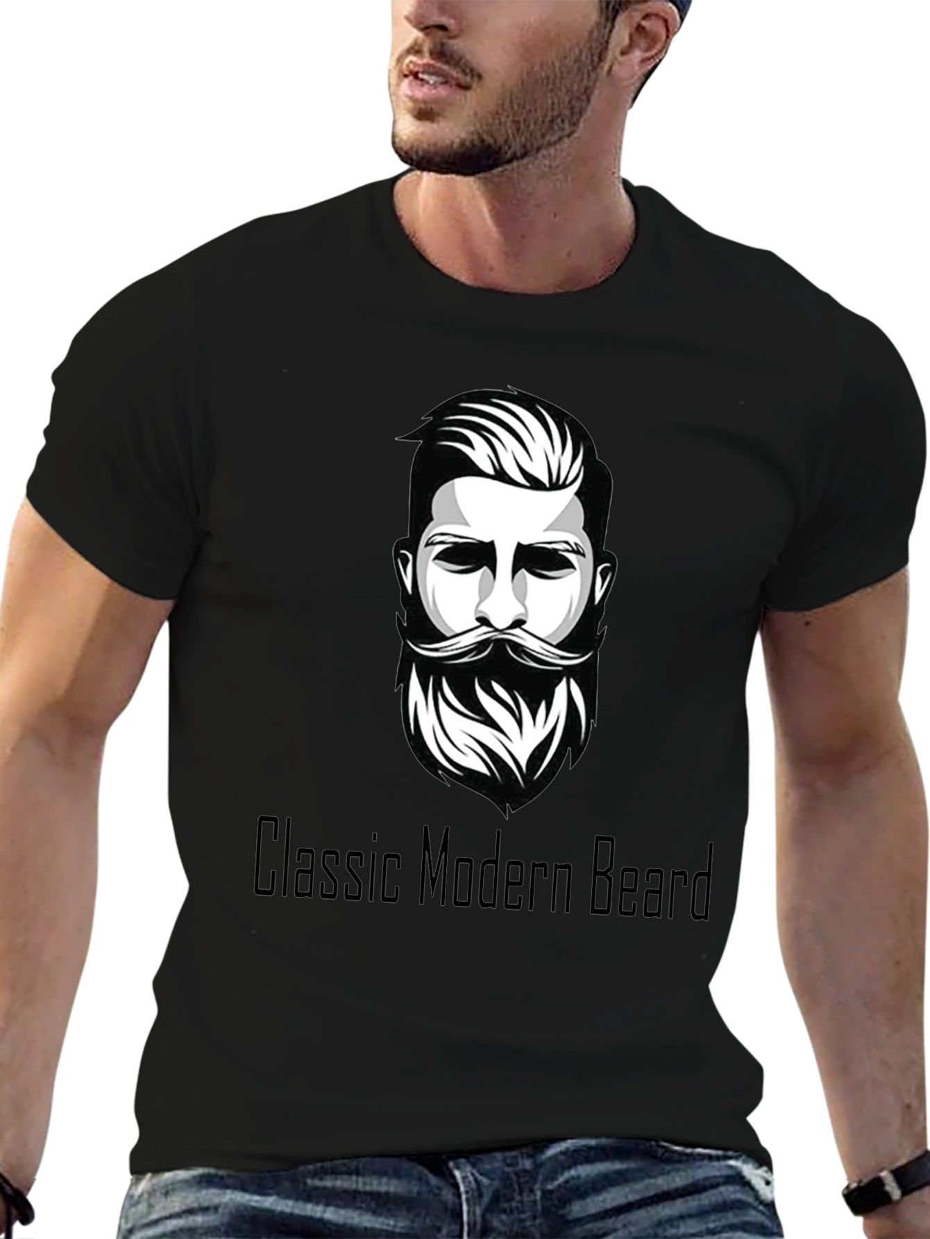 Classic Modern Beard Graphic Tee - Black