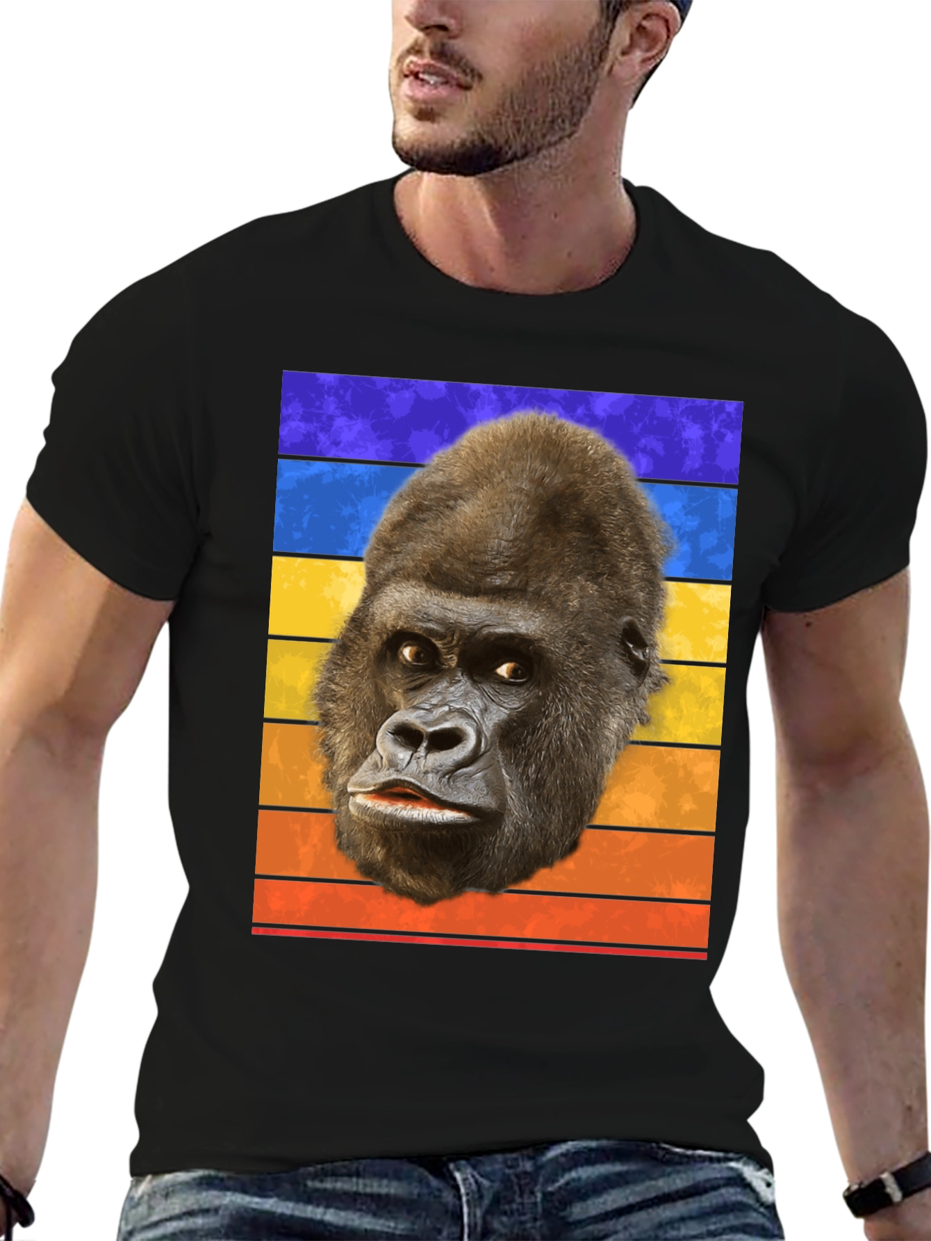 Retro Gorilla Head T-Shirt - Bold Graphic Tee