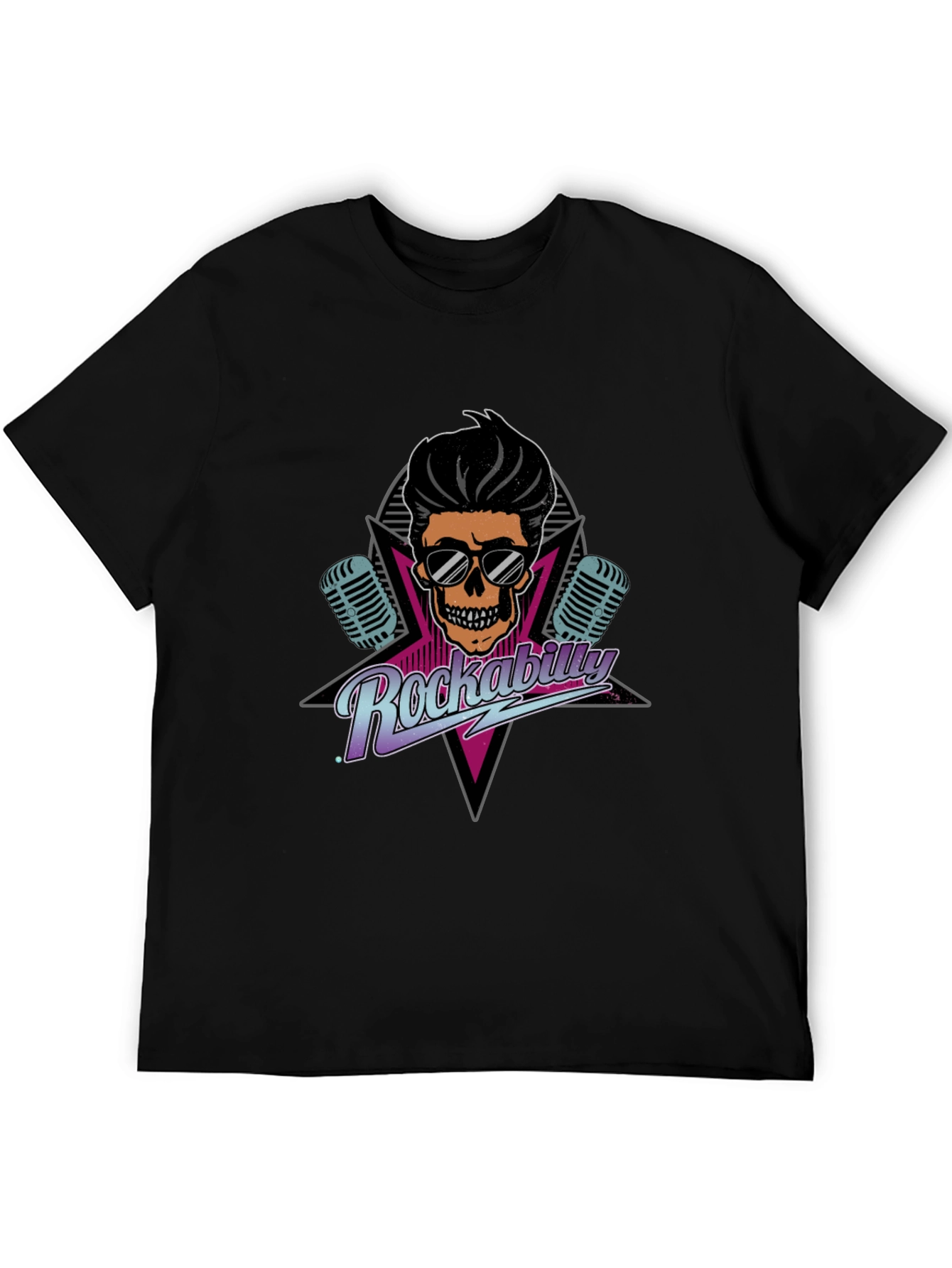 Rockabilly Skull Graphic Tee - Retro Cool