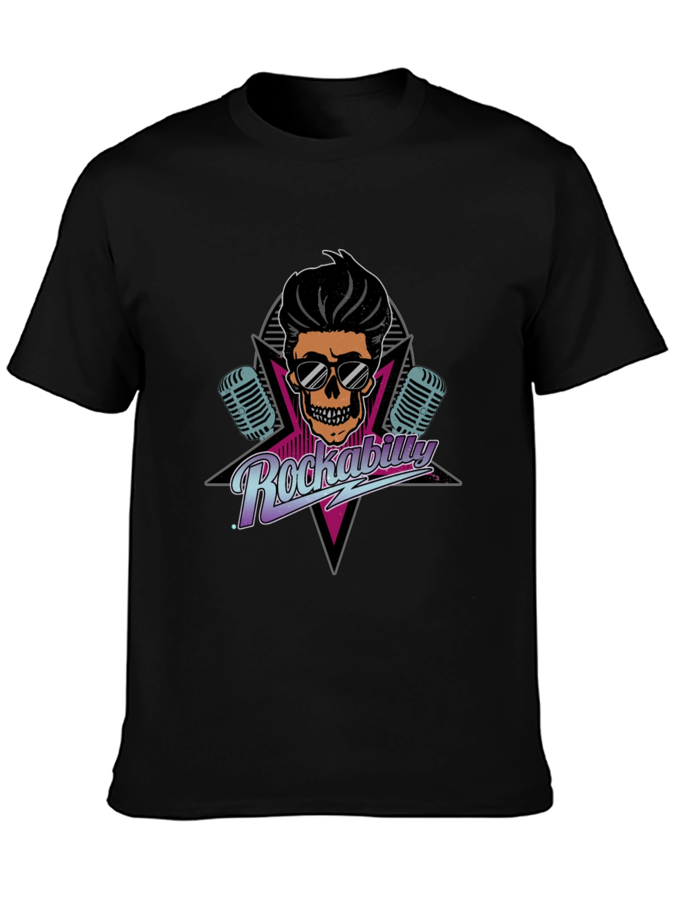 Rockabilly Skull Graphic Tee - Retro Cool
