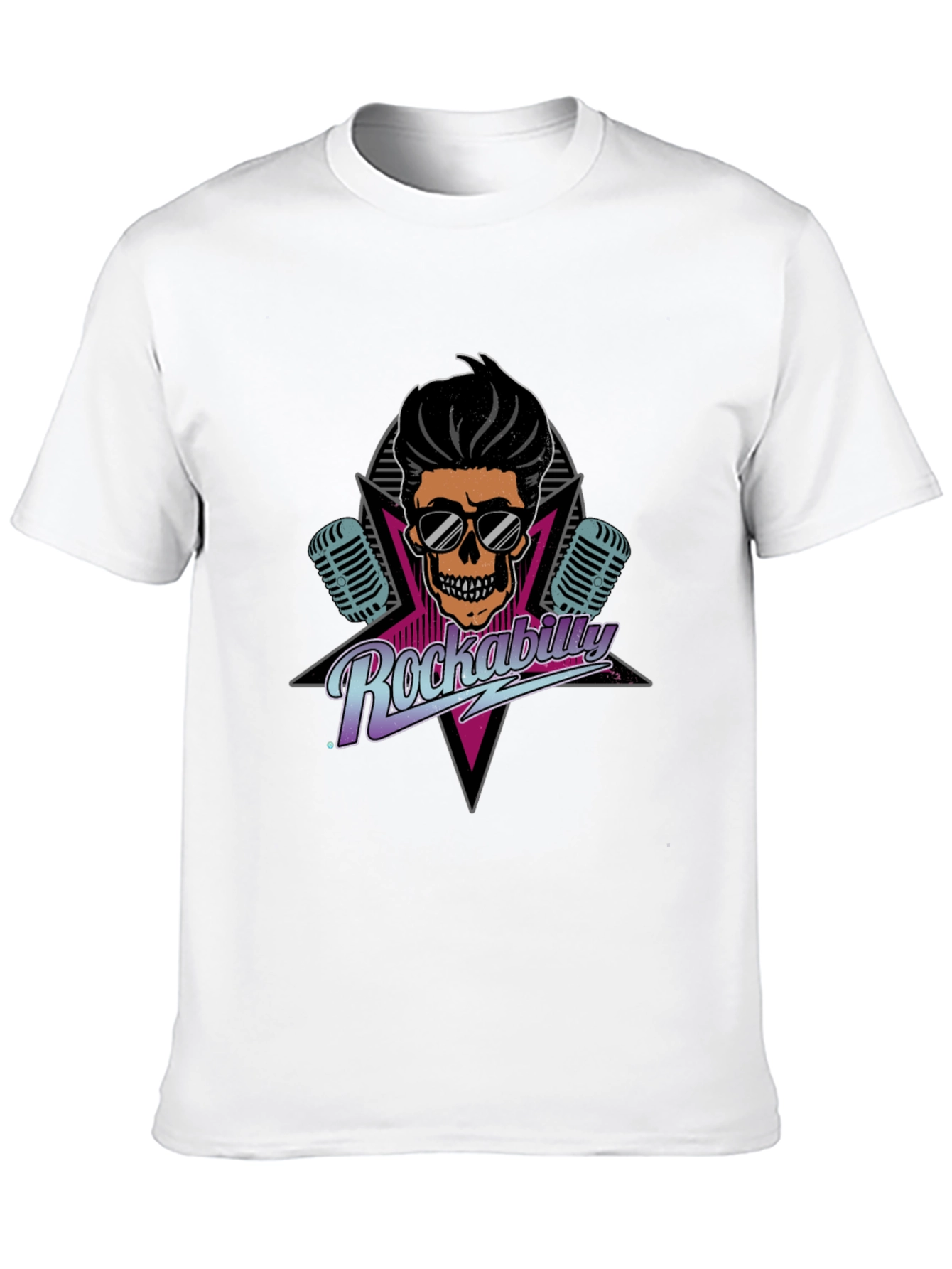 Rockabilly Skull Graphic Tee - Retro Cool