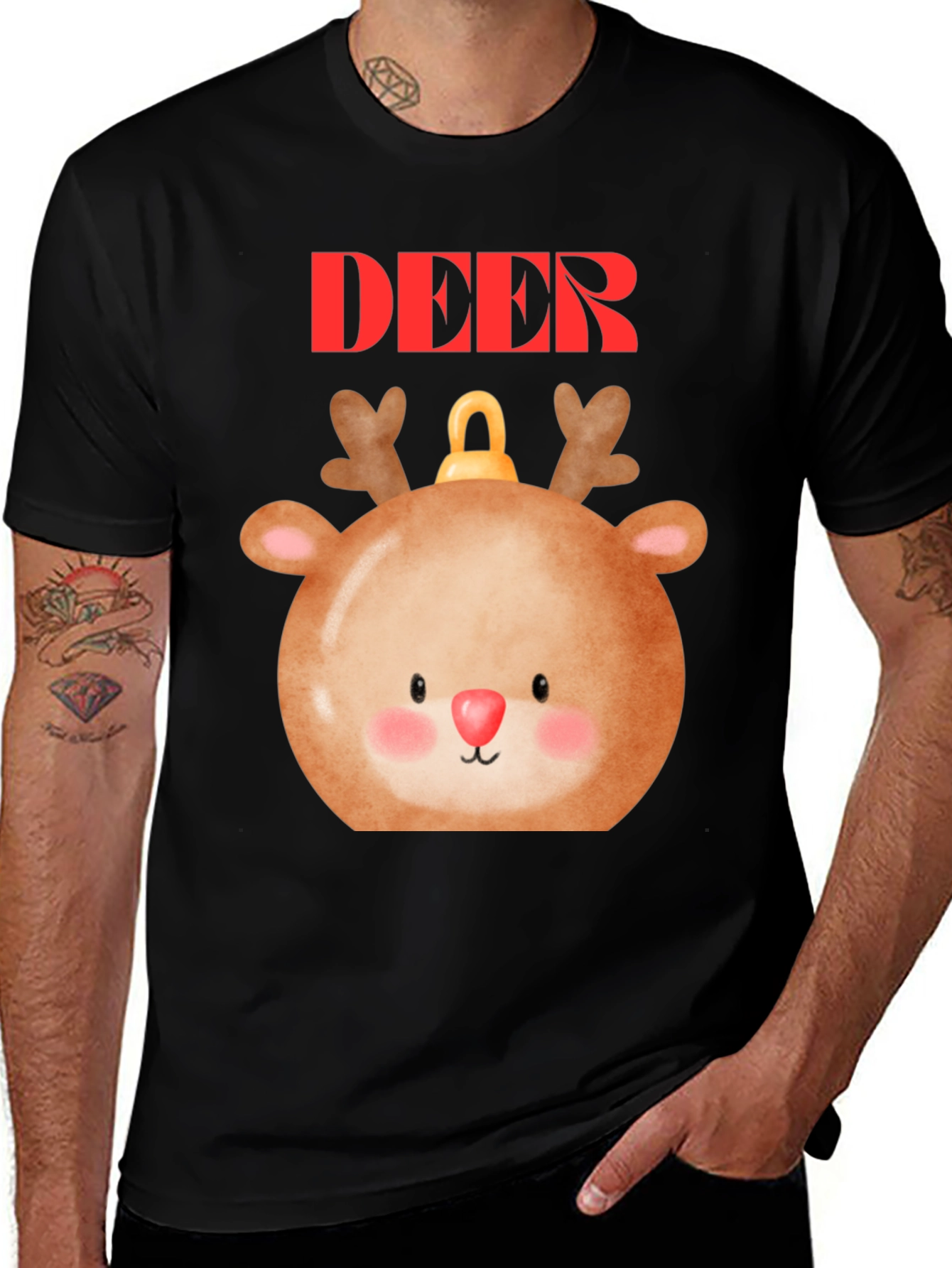 Cute Deer Ornament T-Shirt - Holiday Festive Style