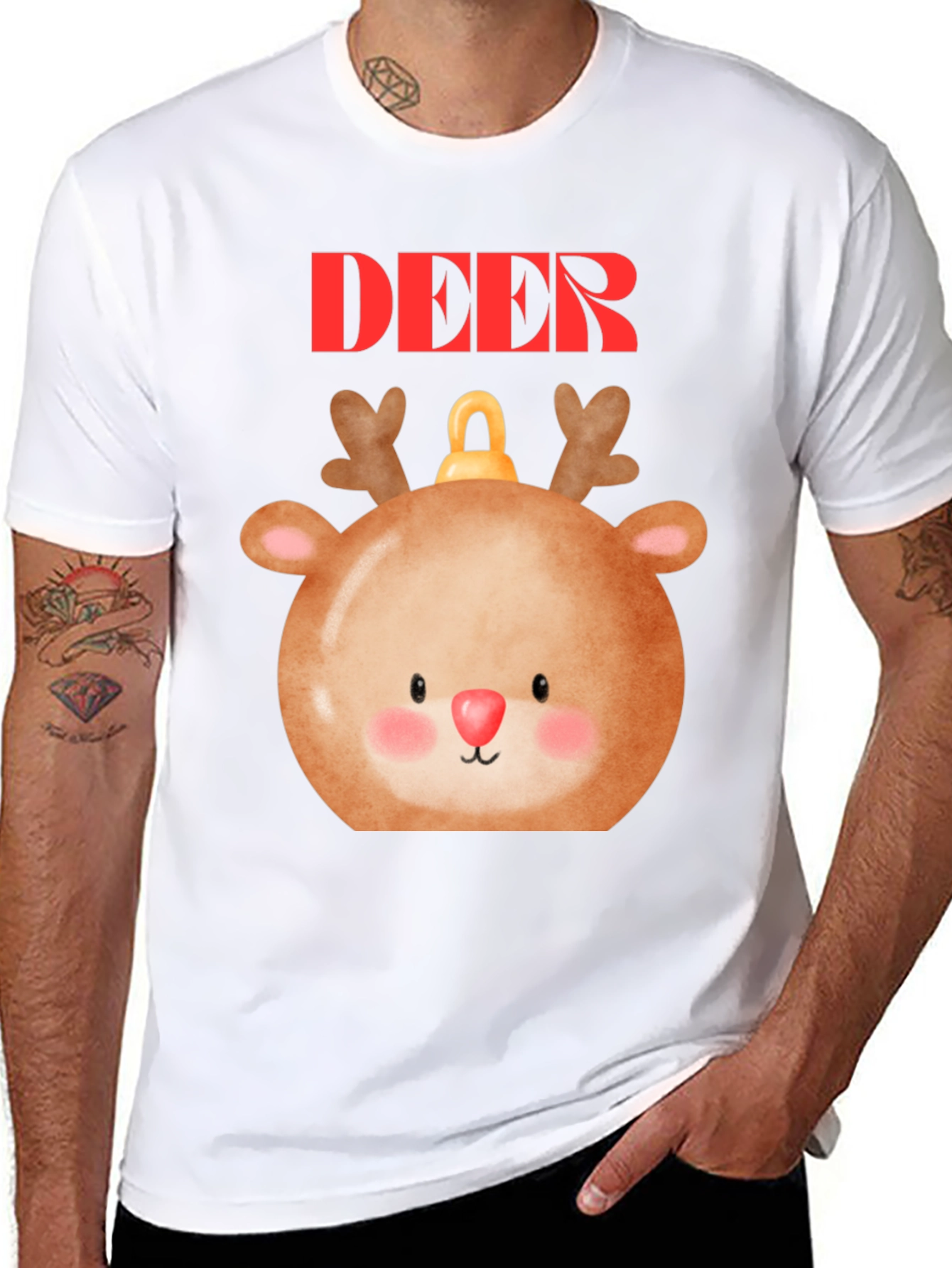 Cute Deer Ornament T-Shirt - Holiday Festive Style
