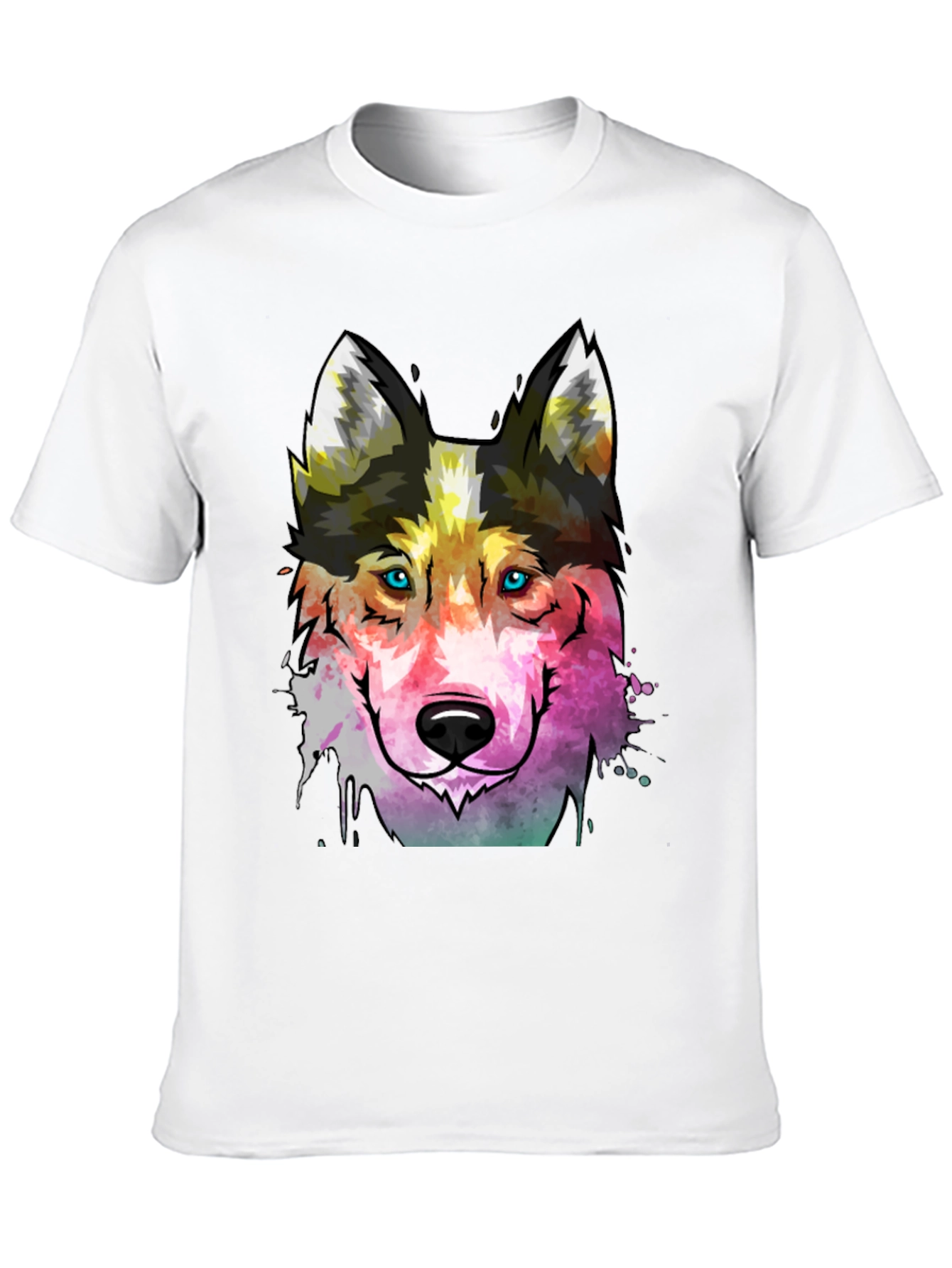 Abstract Wolf Graphic Tee - Mens Black T-Shirt
