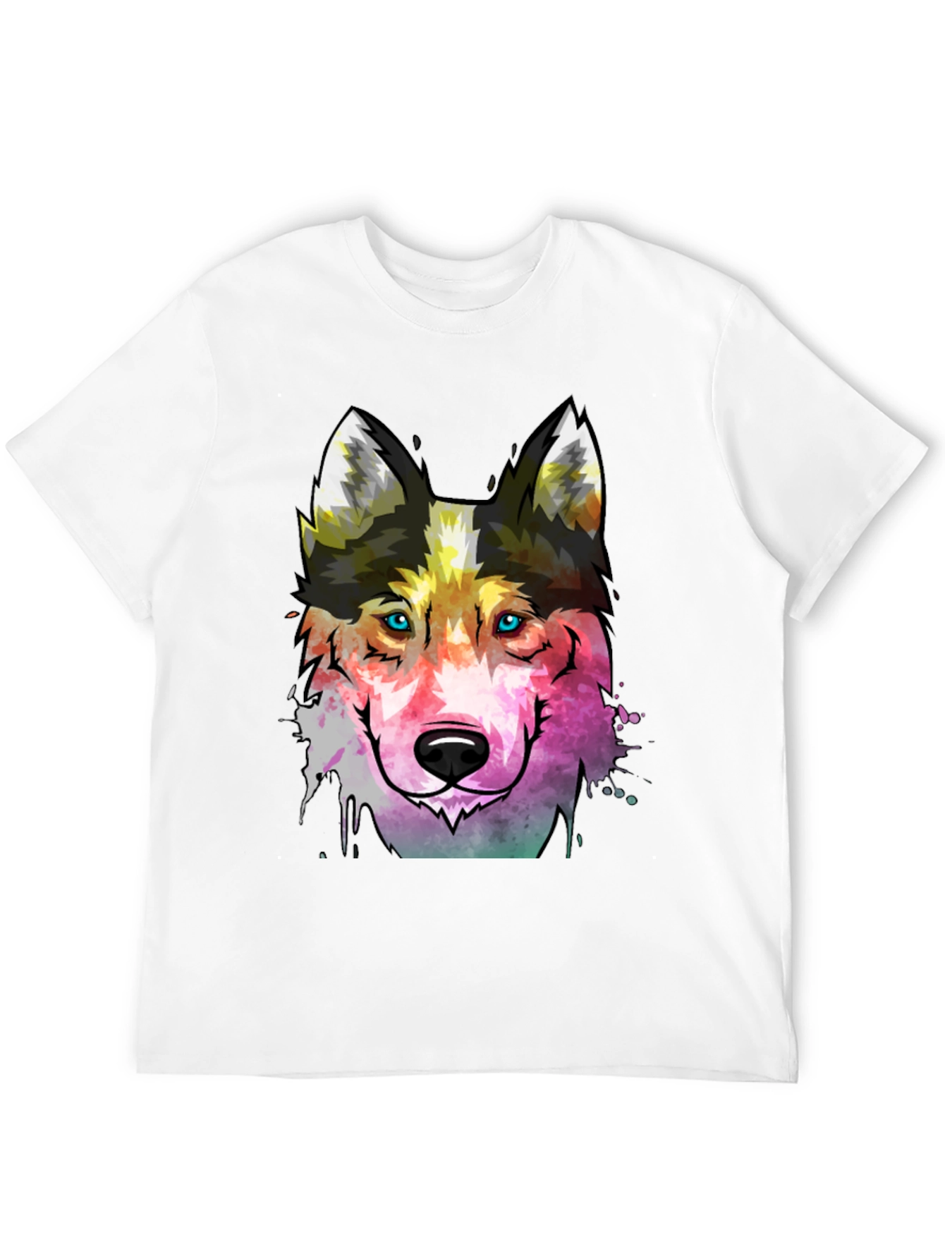Abstract Wolf Graphic Tee - Mens Black T-Shirt