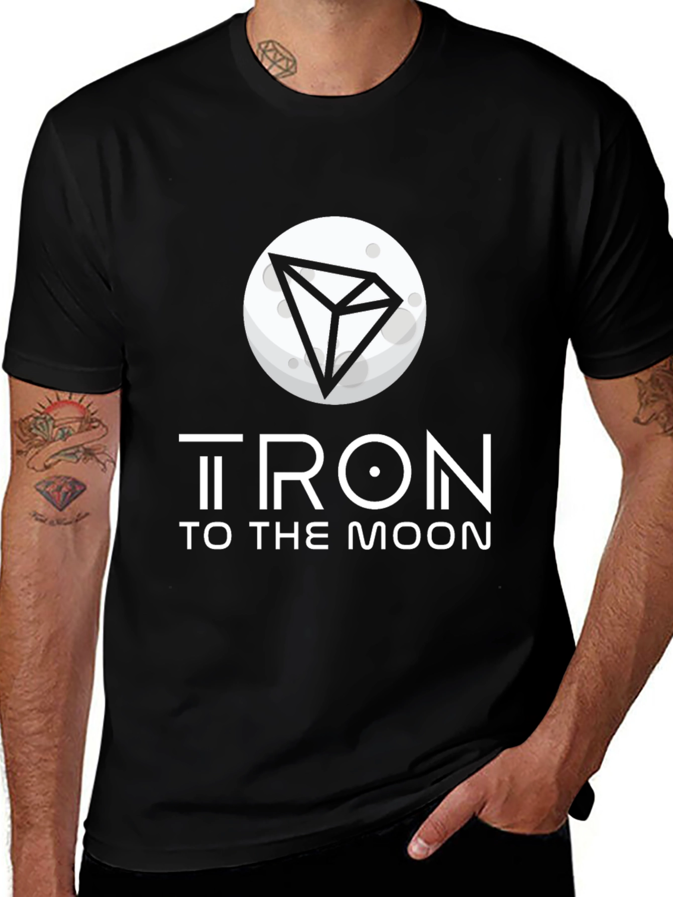 Tron to the Moon Black T-Shirt Crypto Graphic Tee