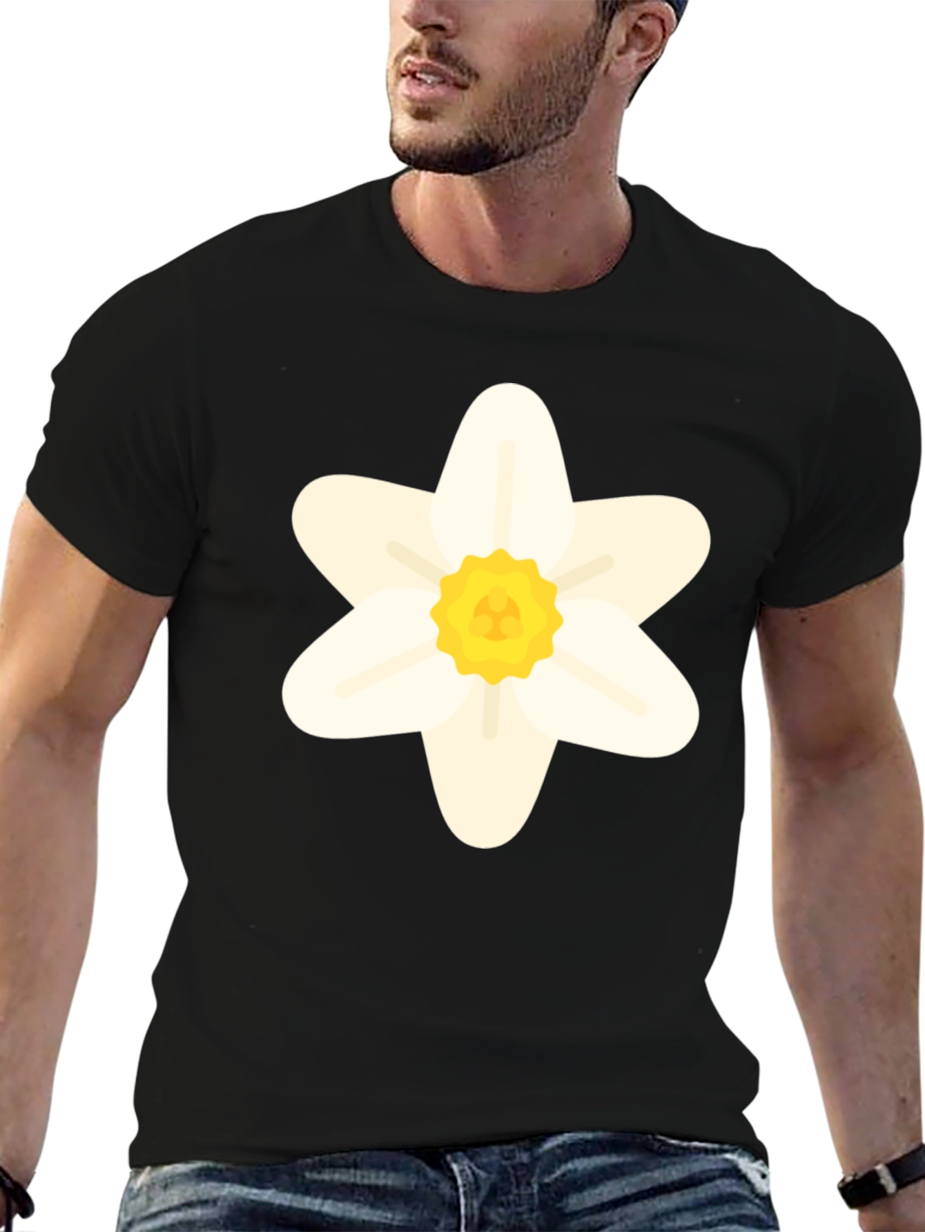 Daffodil Flower Graphic T-Shirt - Black