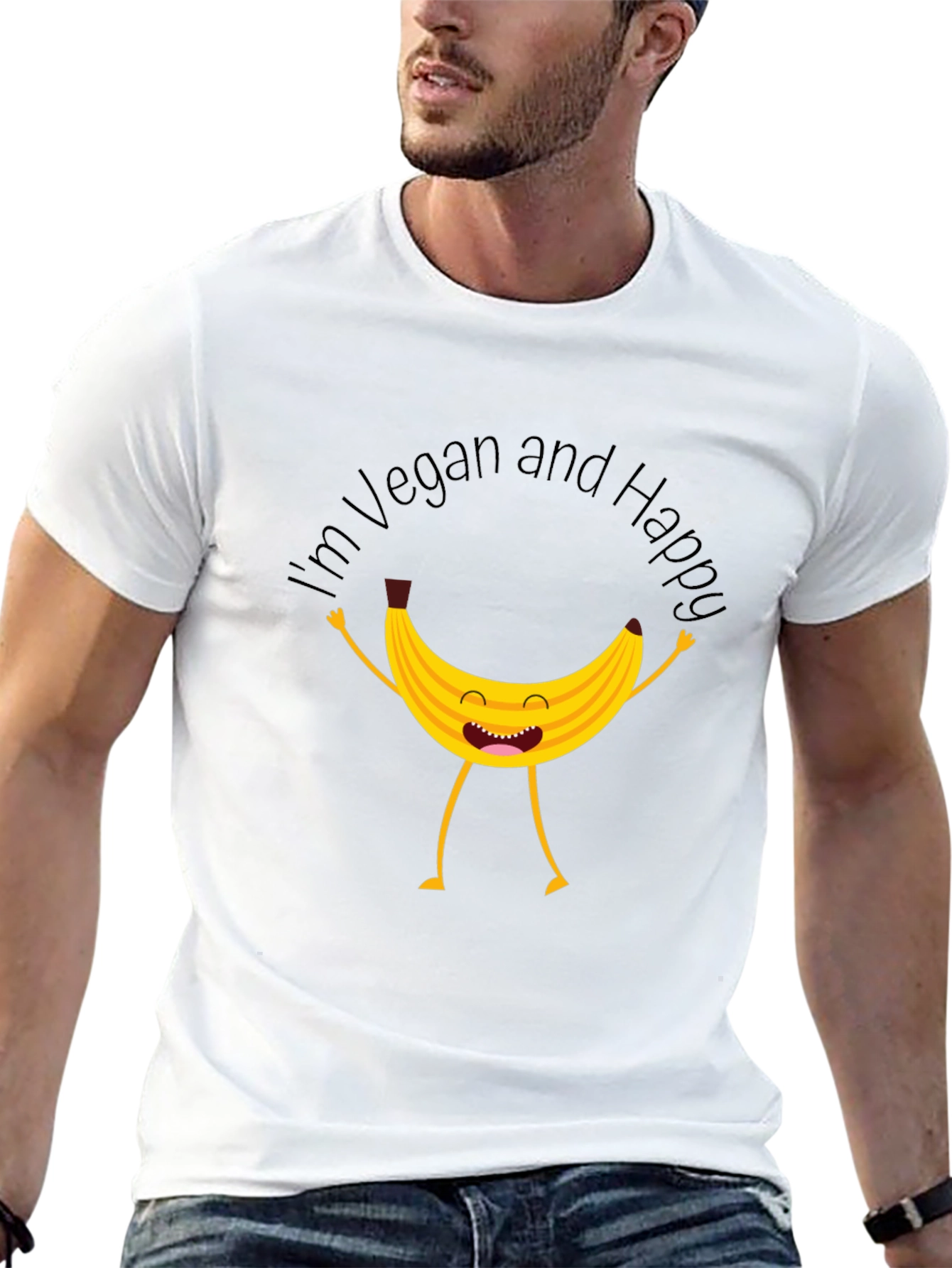 Vegan Happy Banana Graphic T-Shirt