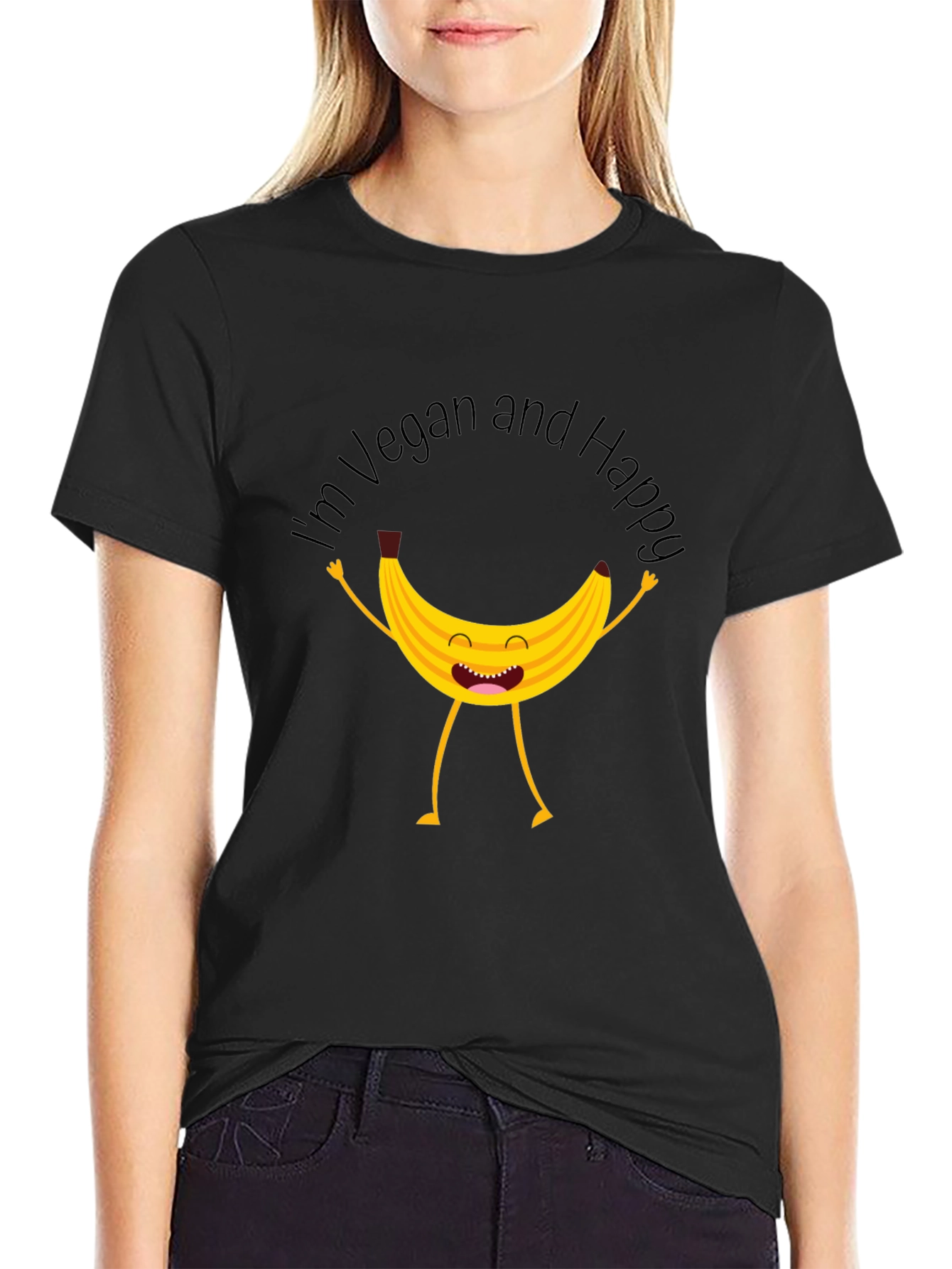 Vegan Happy Banana Graphic T-Shirt