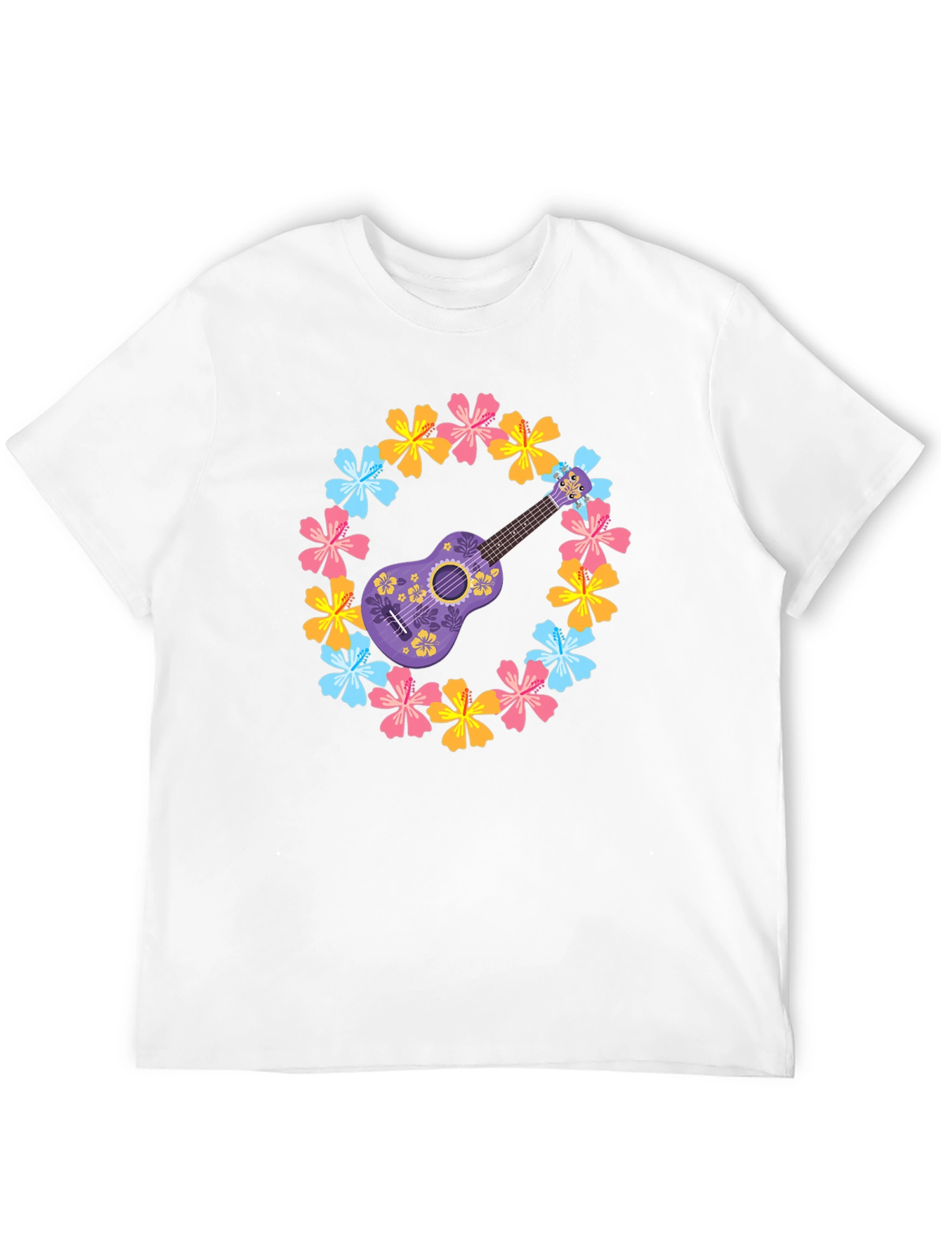 Floral Ukulele Graphic Tee - Island Vibes
