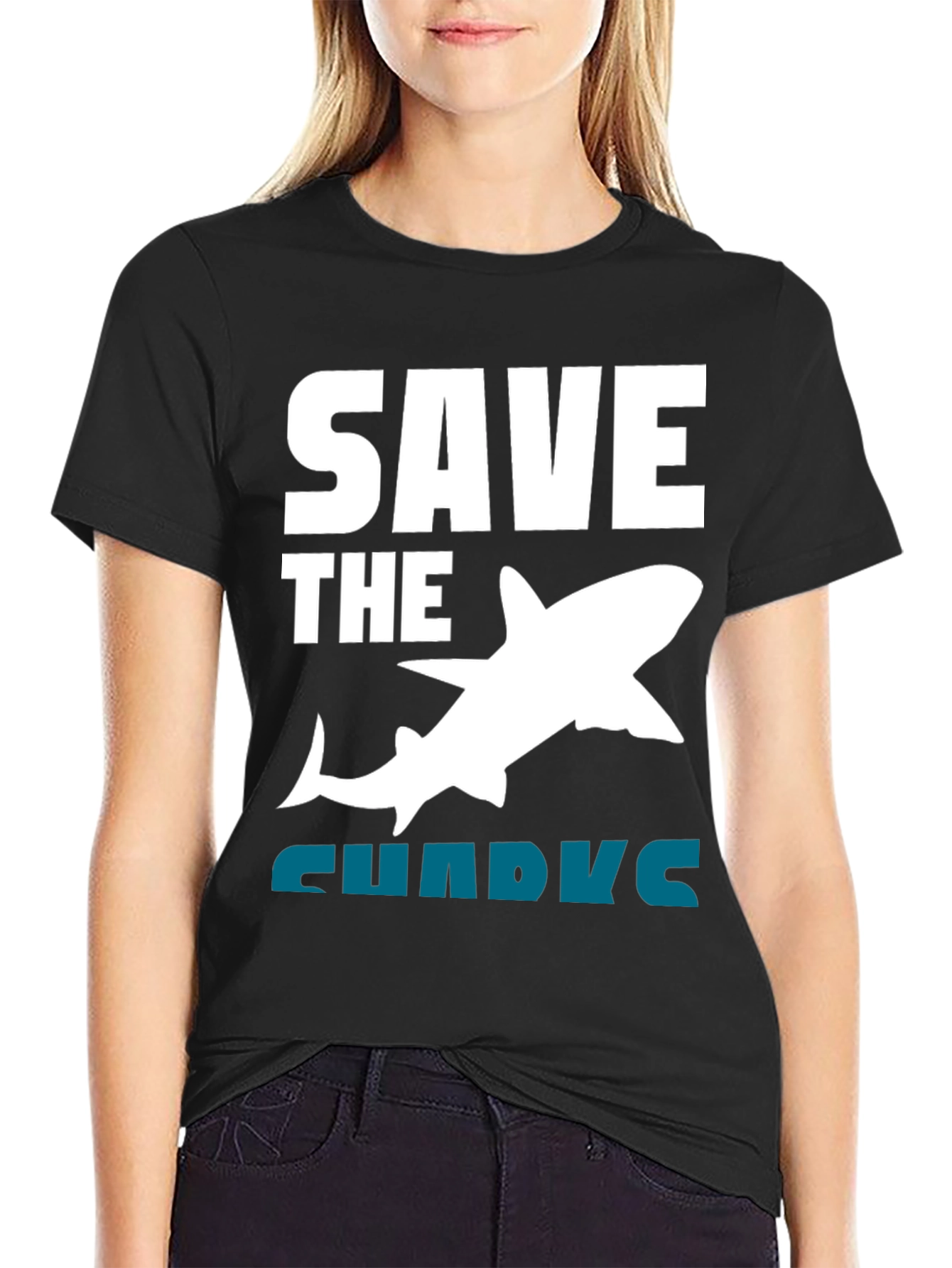 Save the Sharks Graphic Tee - Black