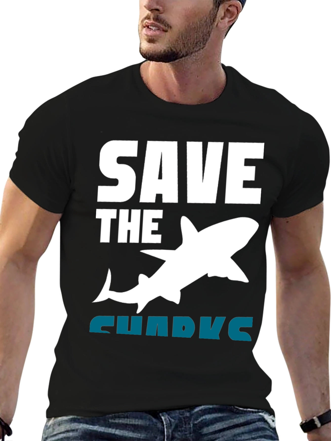 Save the Sharks Graphic Tee - Black