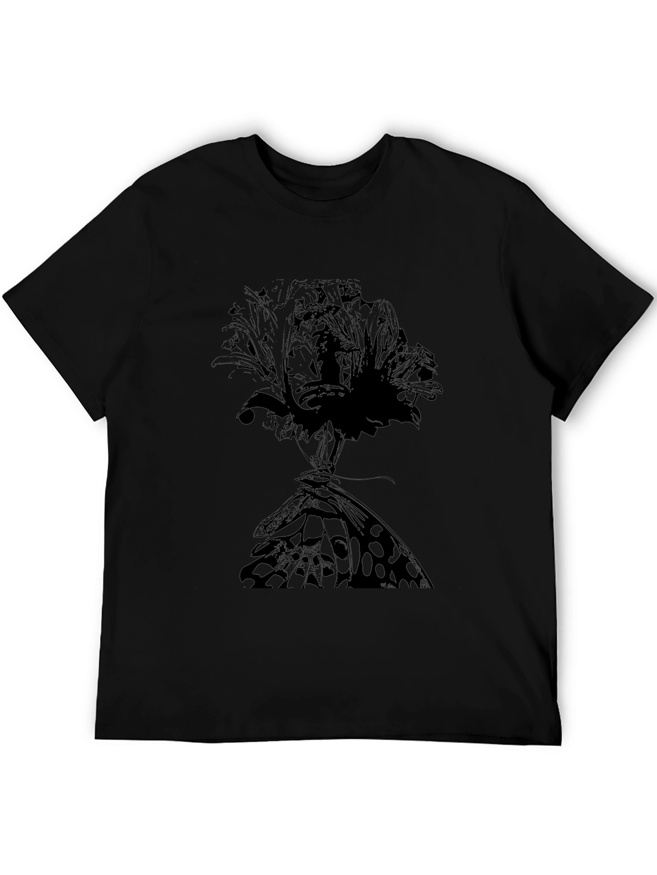Floral Butterfly Graphic Tee - Black Cotton T-Shirt