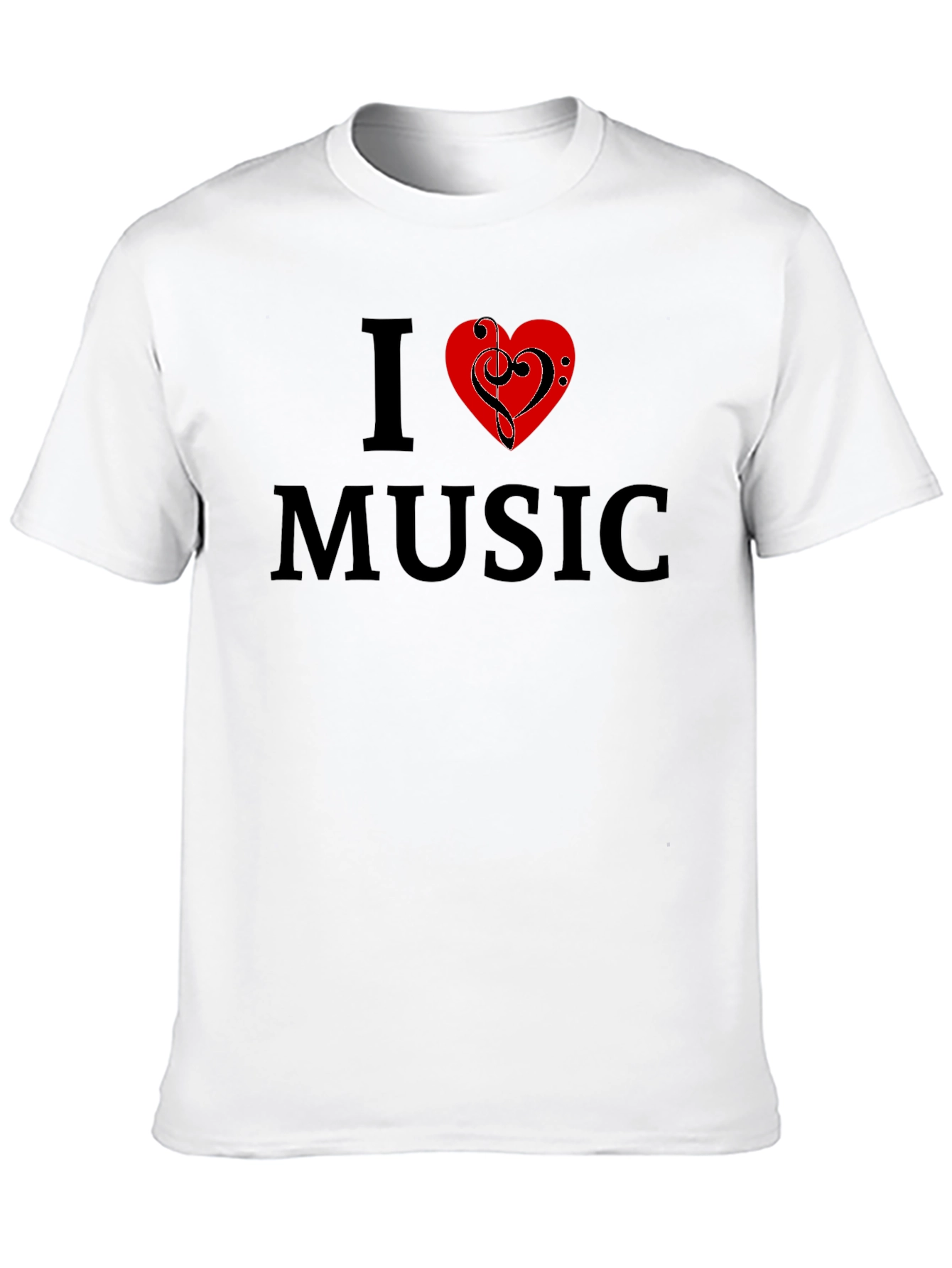 I Love Music Graphic Tee - Black Cotton T-Shirt