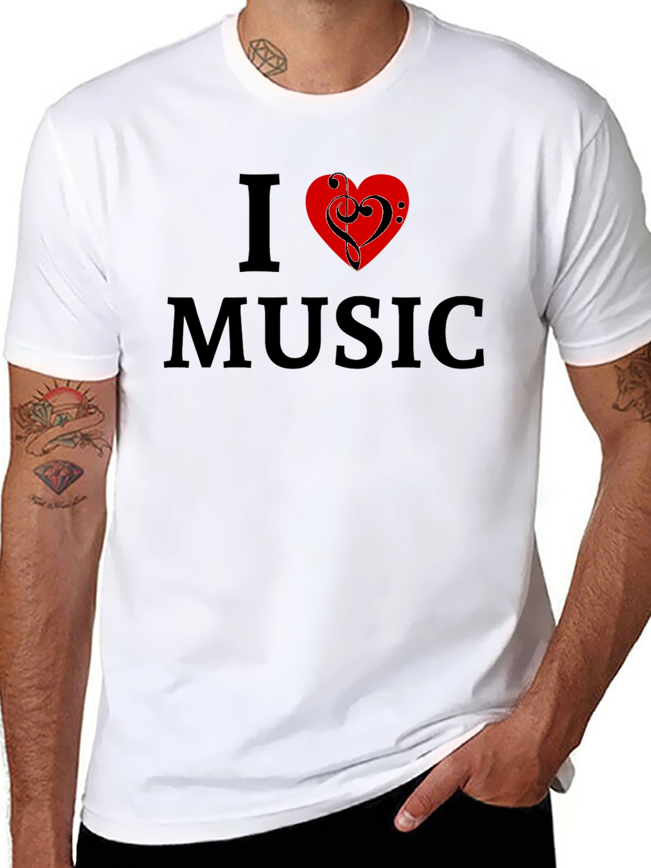 I Love Music Graphic Tee - Black Cotton T-Shirt