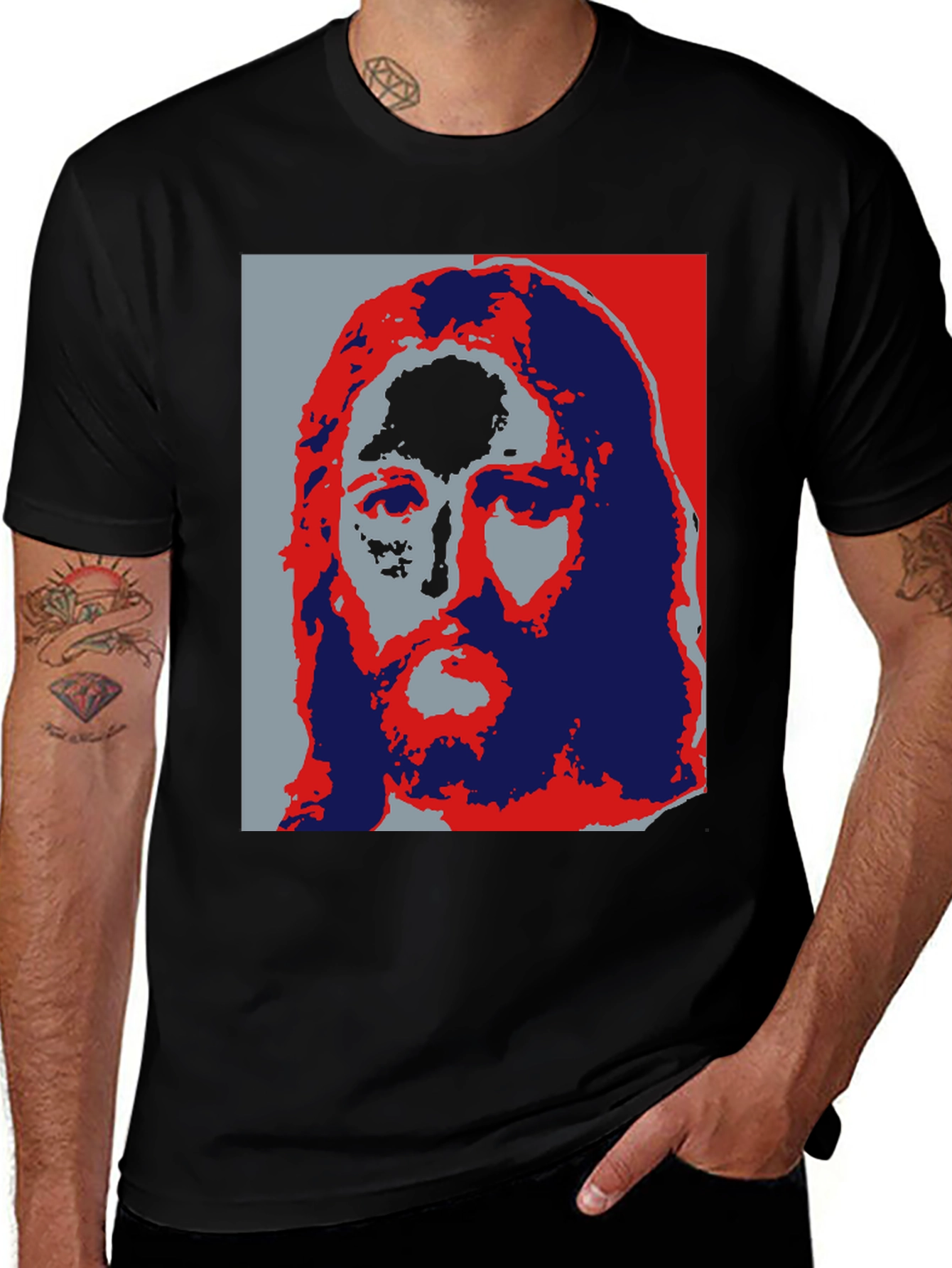 Pop Art Jesus Graphic Tee - Black