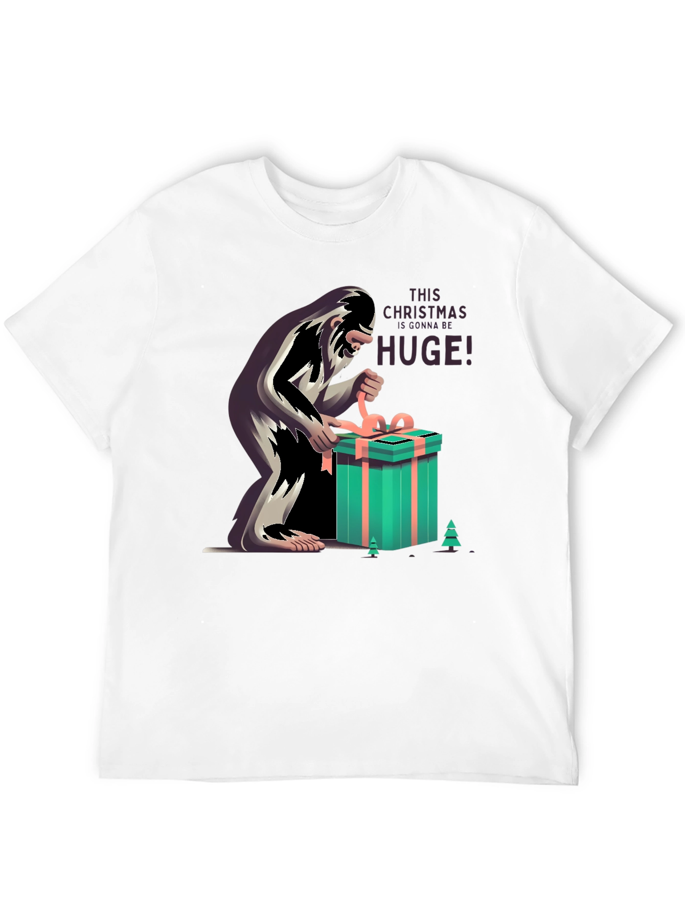 Bigfoot Christmas Gift Black T-Shirt