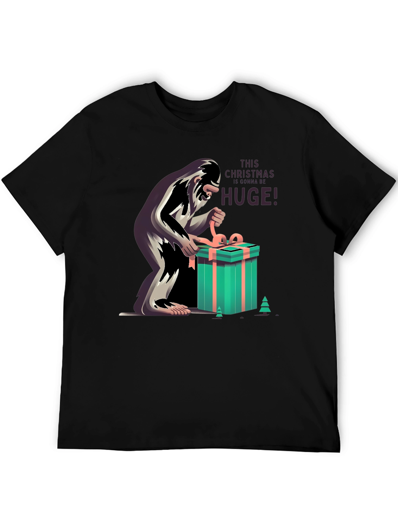 Bigfoot Christmas Gift Black T-Shirt