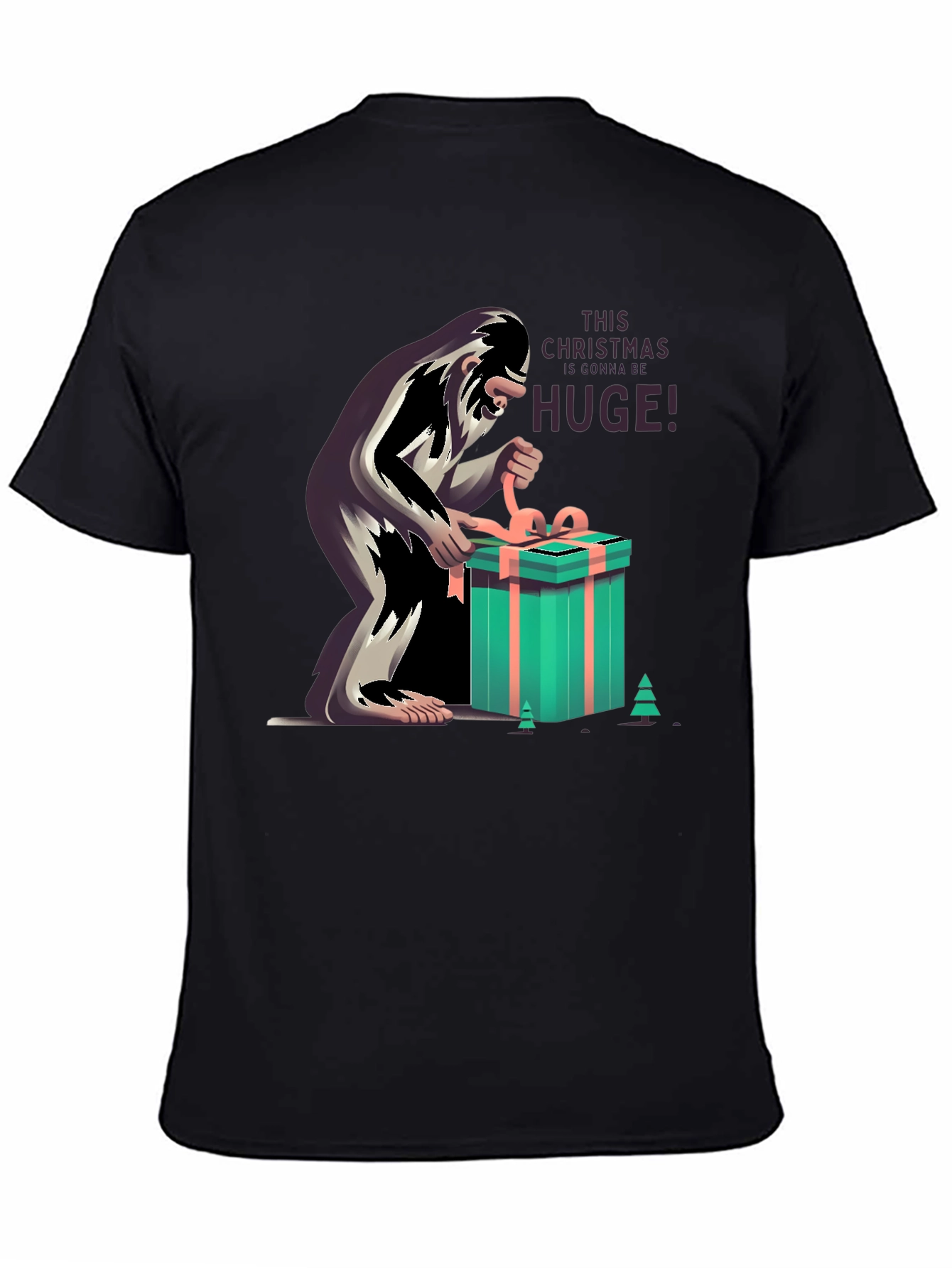 Bigfoot Christmas Gift Black T-Shirt
