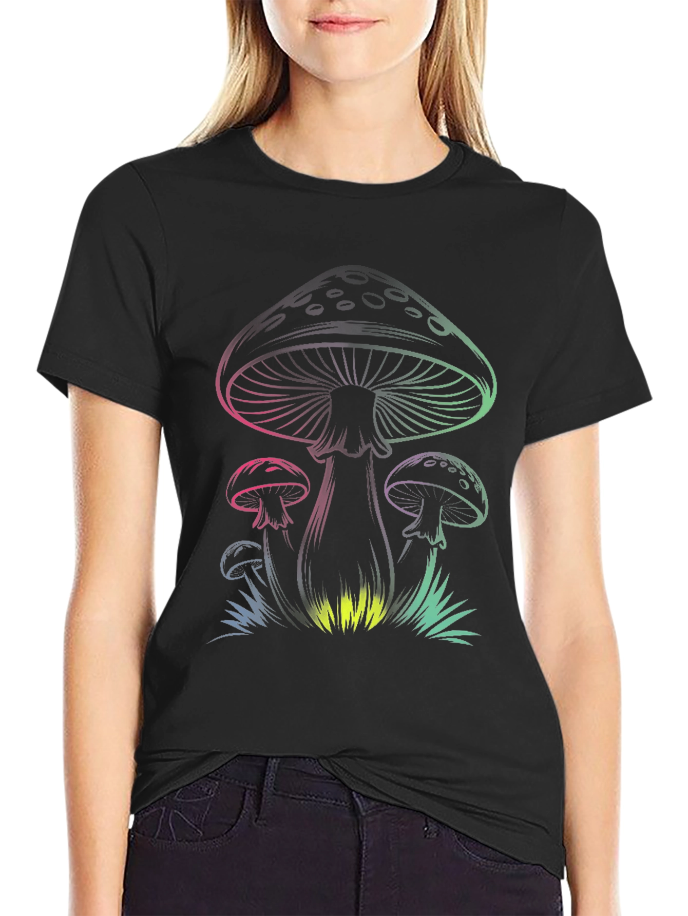 Mens Black Mushroom Graphic Tee