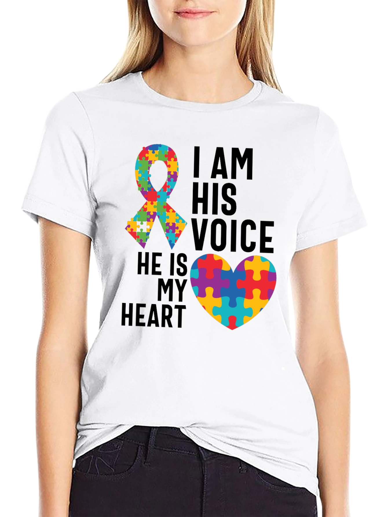 Autism Awareness T-Shirt: I Am His Voice Heart