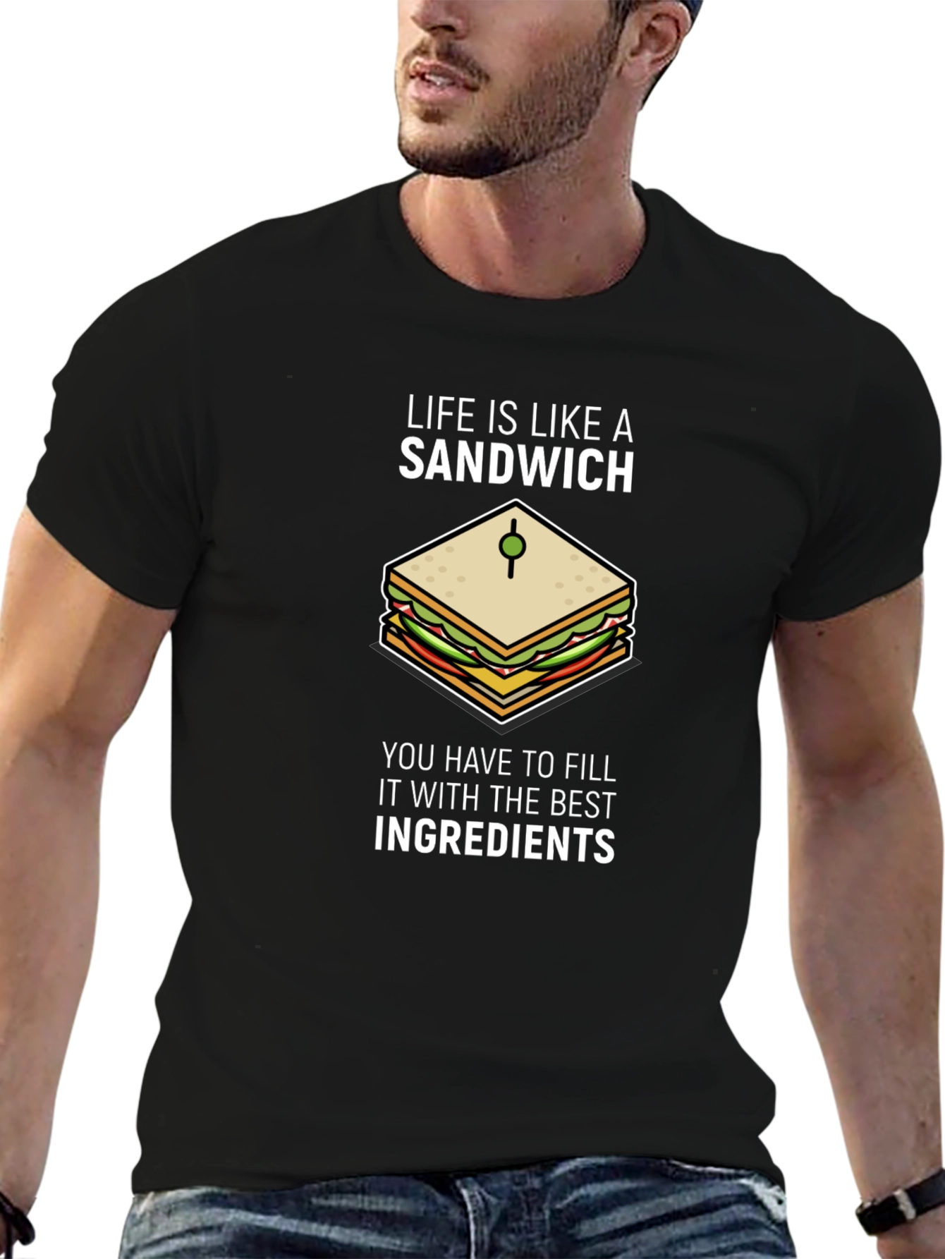 Life is Like a Sandwich Black T-Shirt