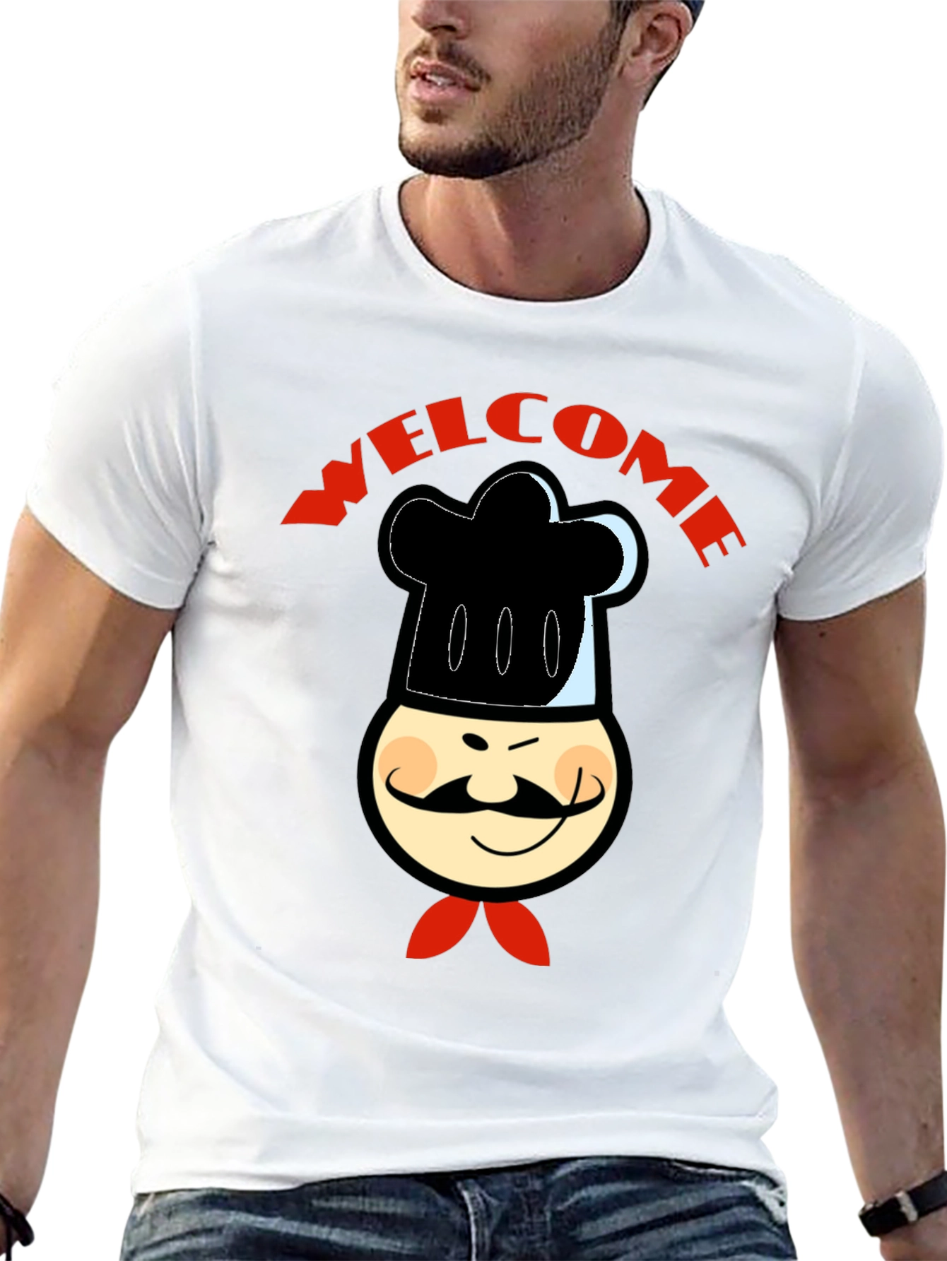 Chef Welcome Graphic T-Shirt - Mens Black Cotton Tee