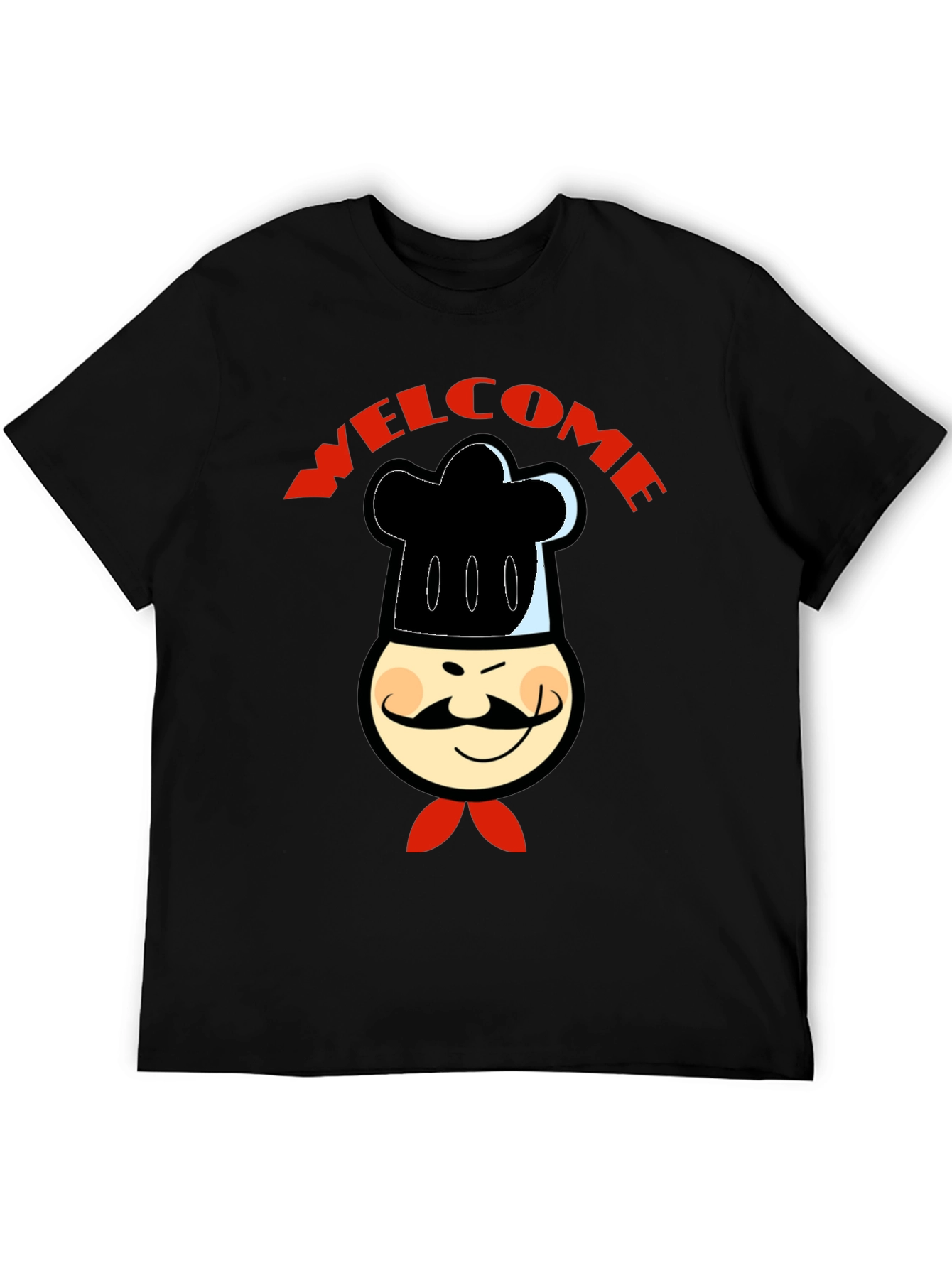 Chef Welcome Graphic T-Shirt - Mens Black Cotton Tee