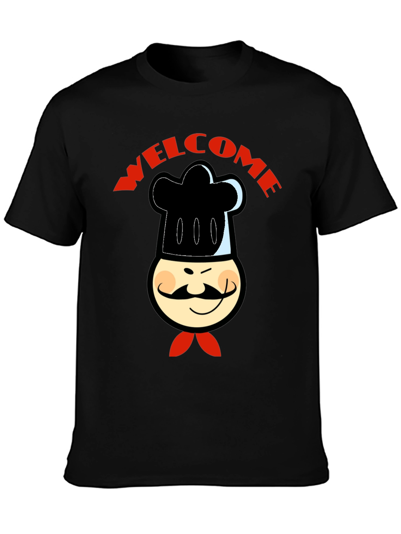Chef Welcome Graphic T-Shirt - Mens Black Cotton Tee