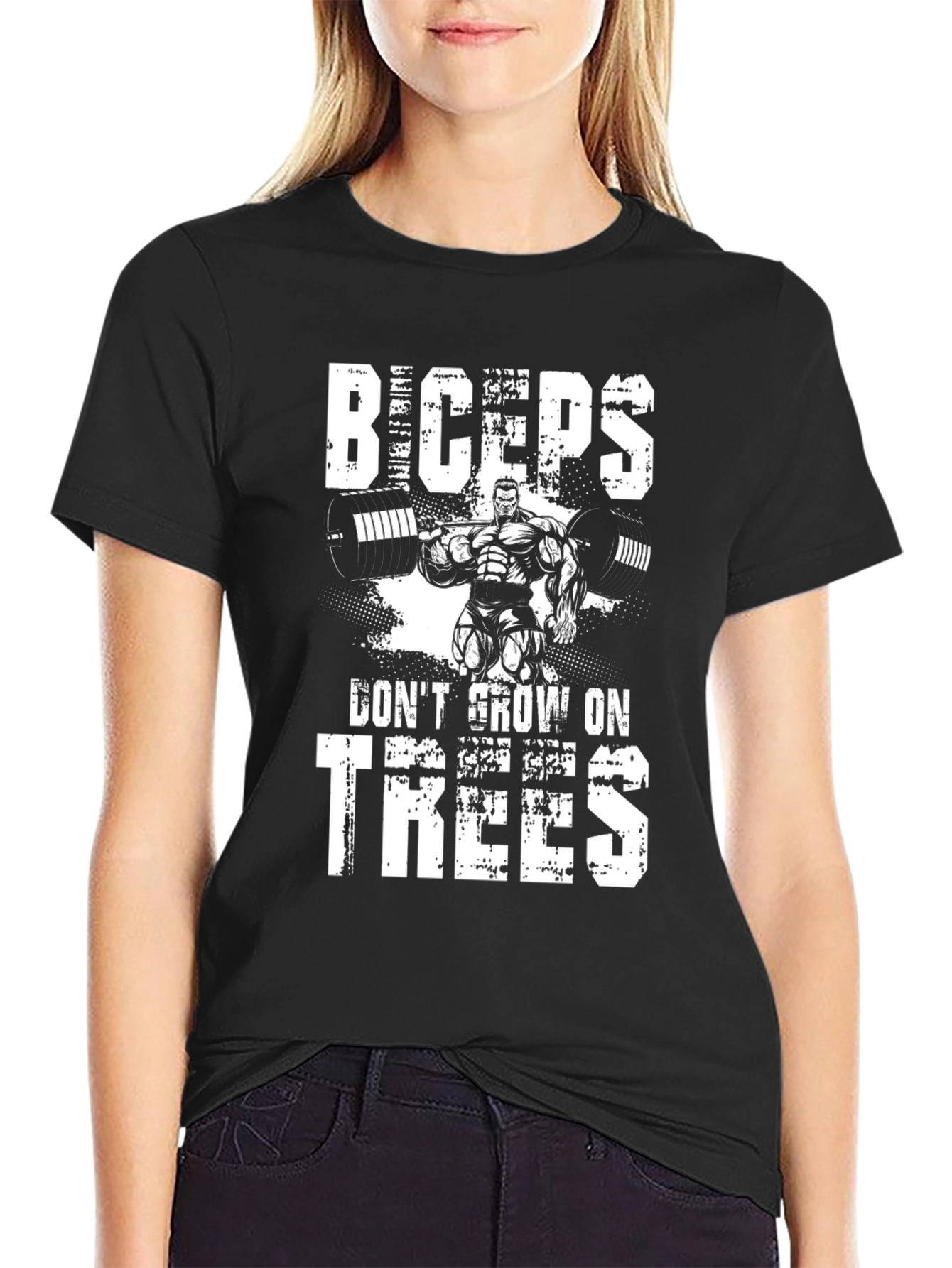 Biceps Dont Grow On Trees Black T-Shirt