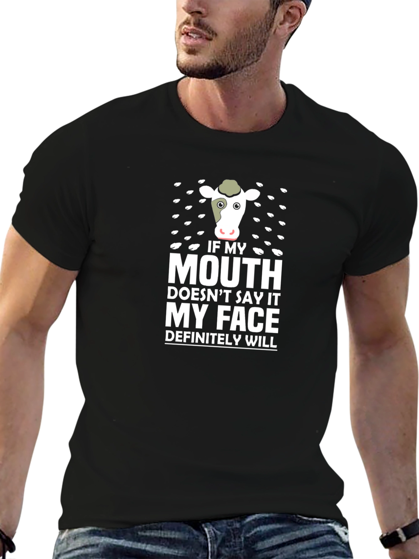 Funny Cow Graphic Tee: My Face Says It All!