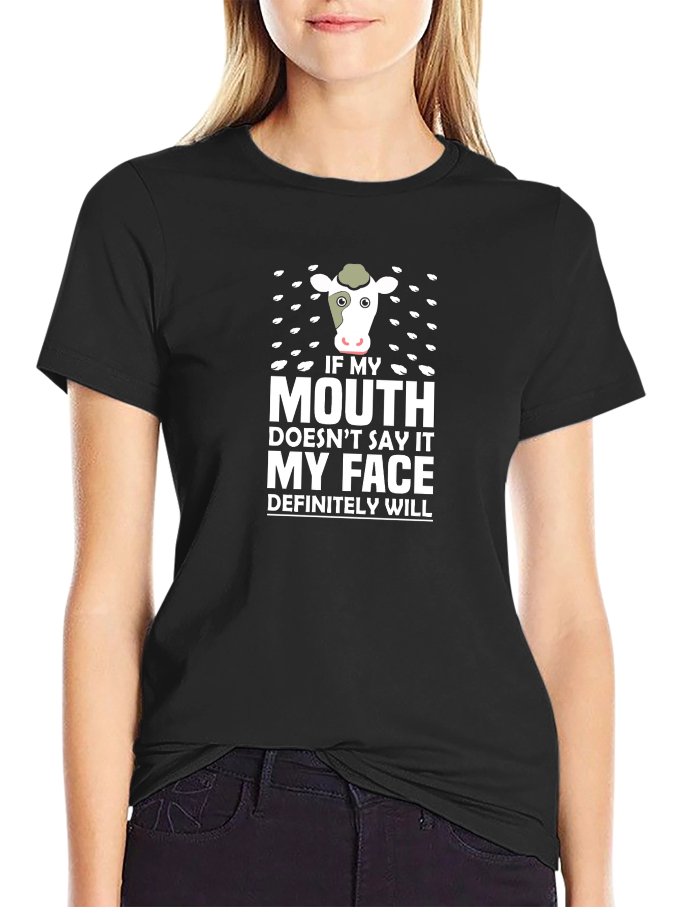 Funny Cow Graphic Tee: My Face Says It All!