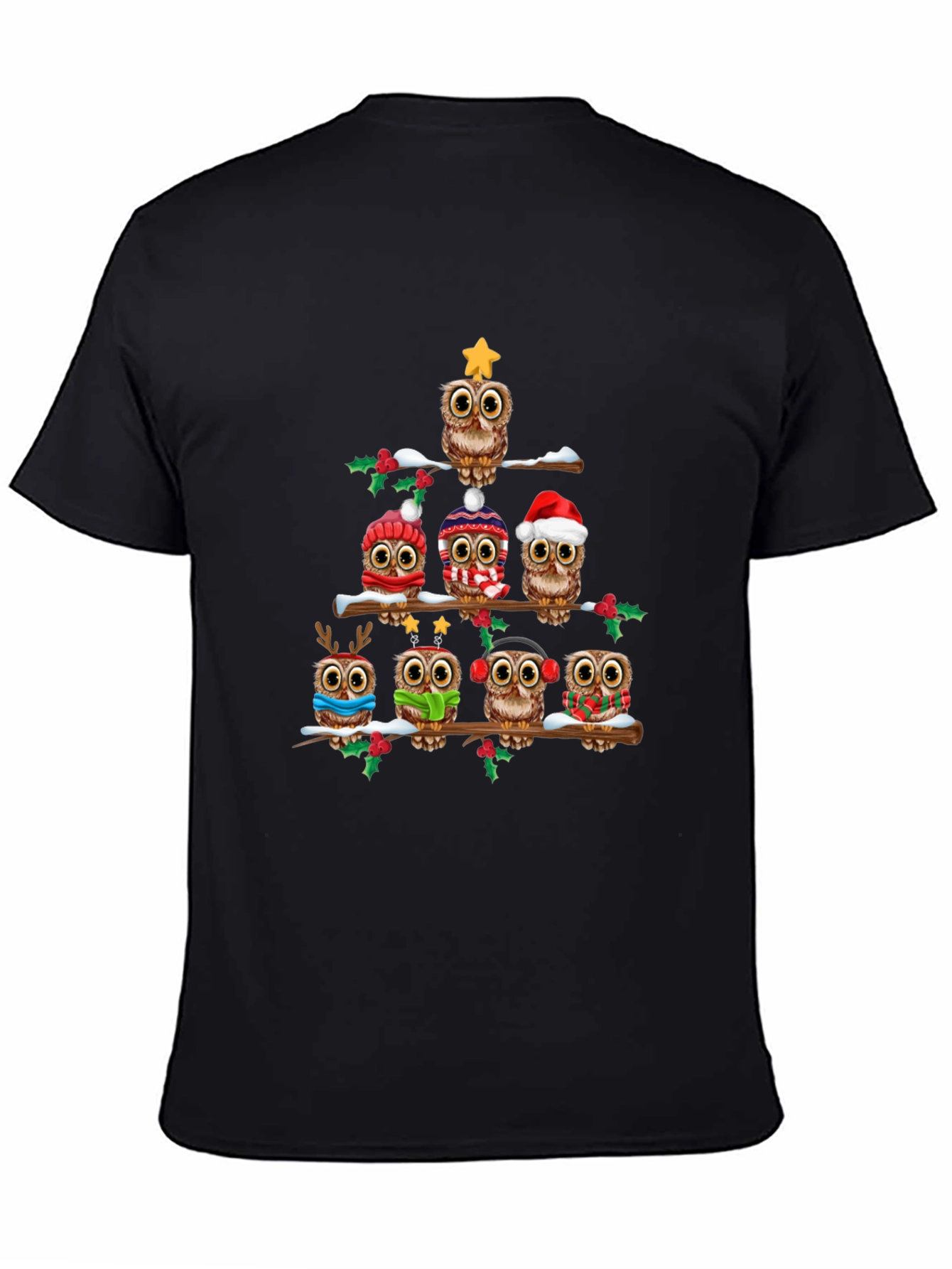 Festive Owl Christmas Tree T-Shirt
