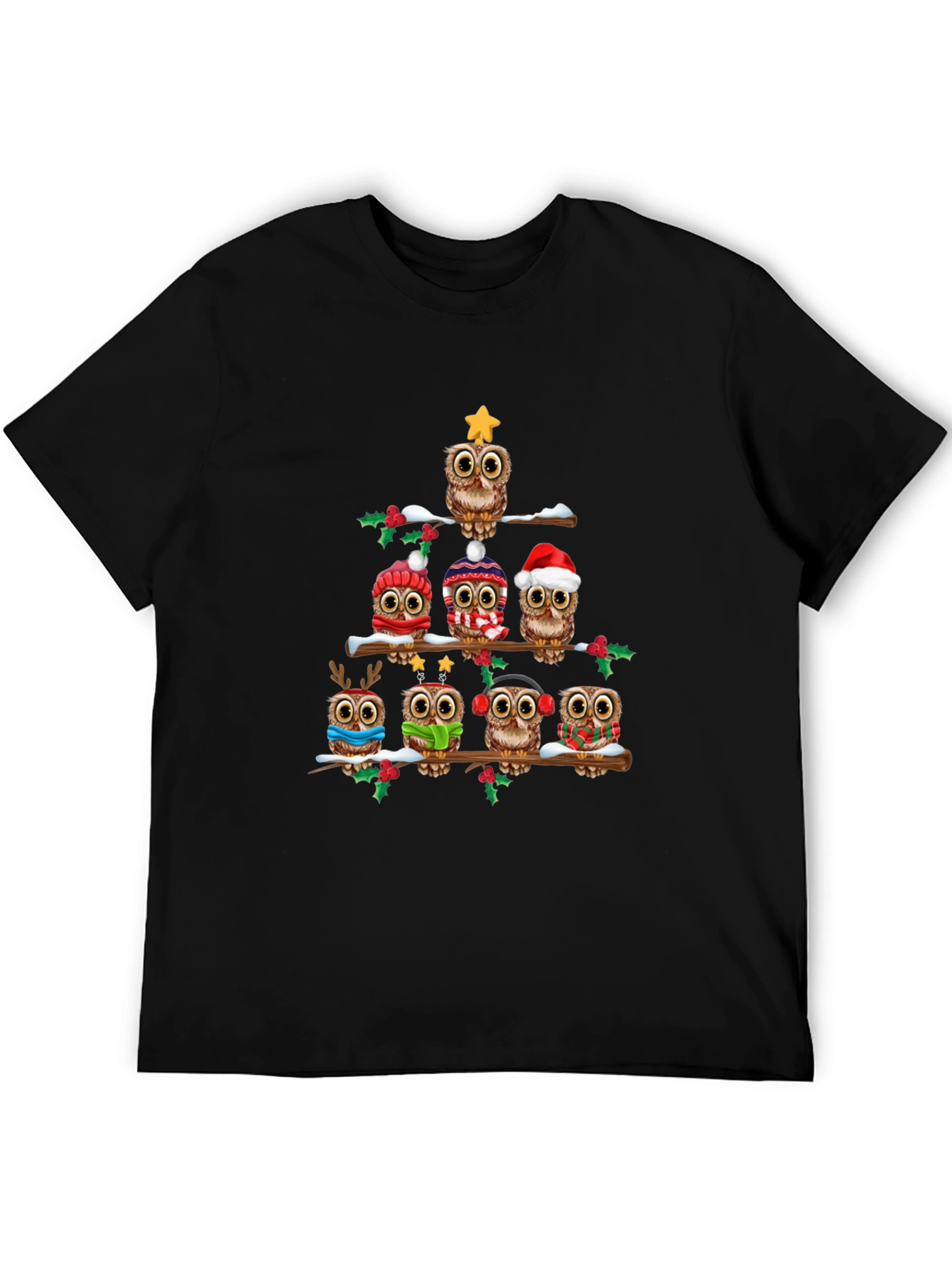 Festive Owl Christmas Tree T-Shirt