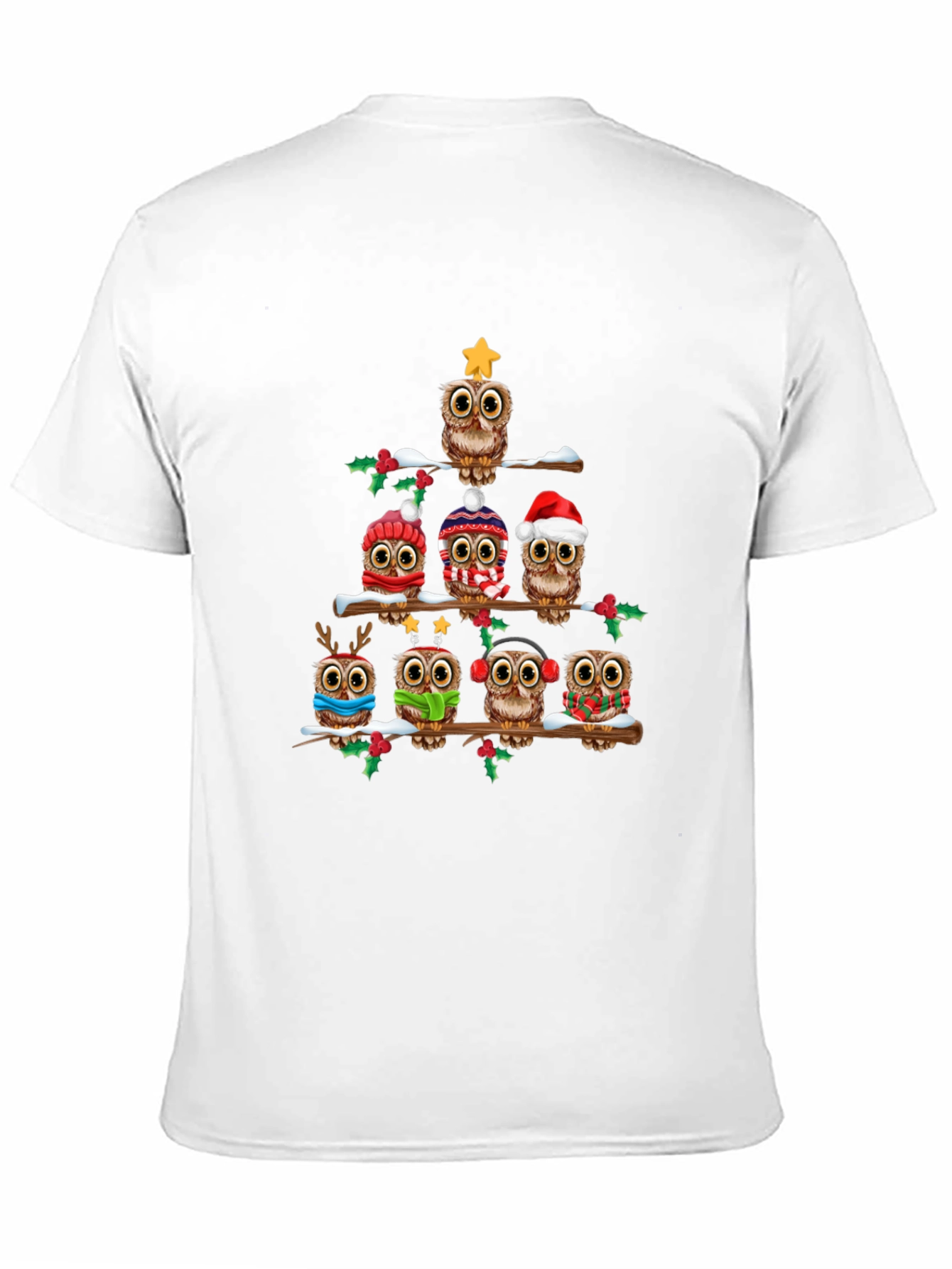 Festive Owl Christmas Tree T-Shirt