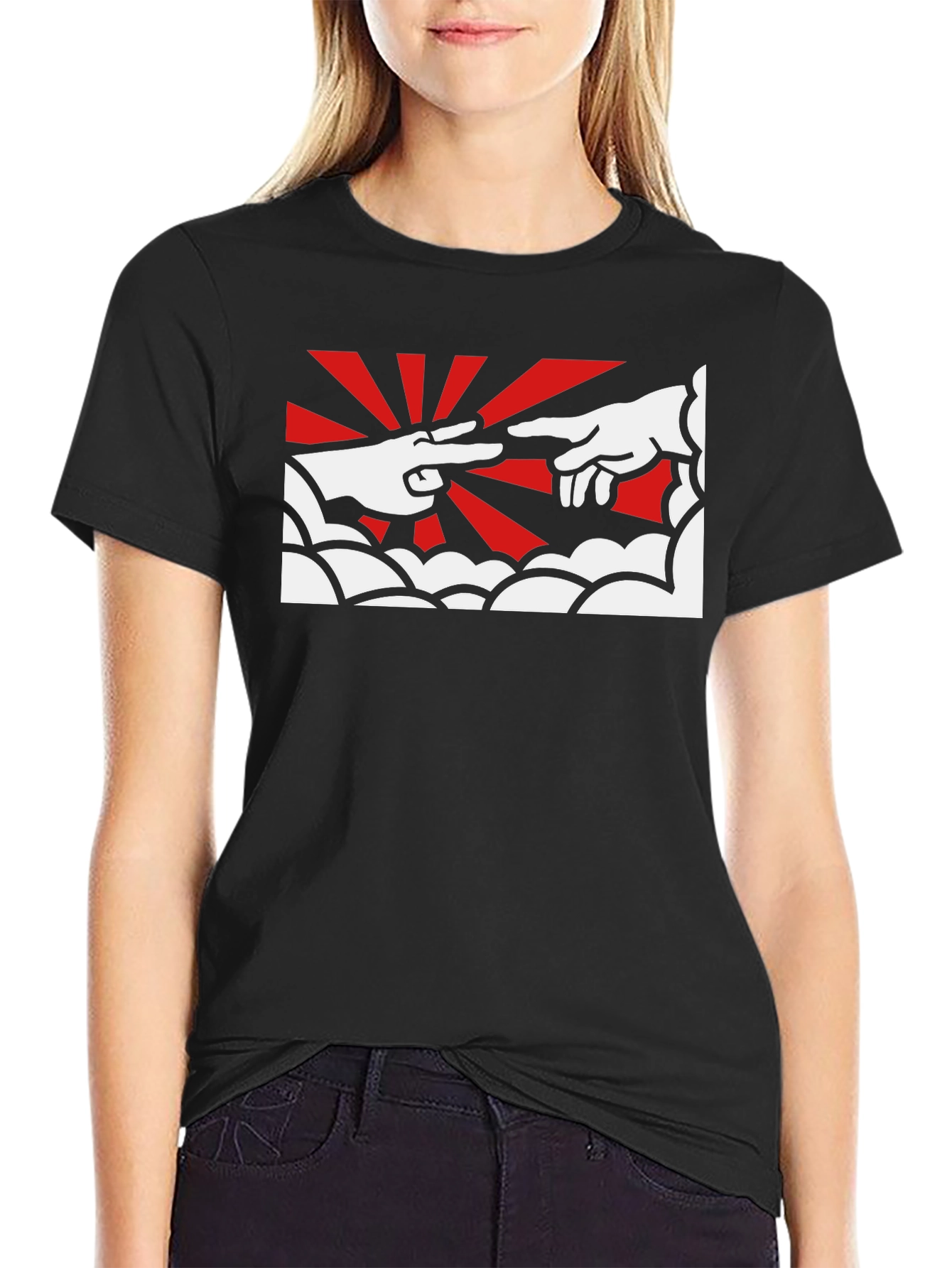 Creation Hands Graphic Tee - Black Cotton T-Shirt