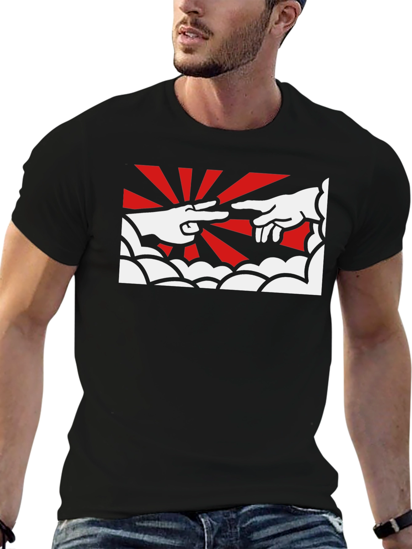 Creation Hands Graphic Tee - Black Cotton T-Shirt